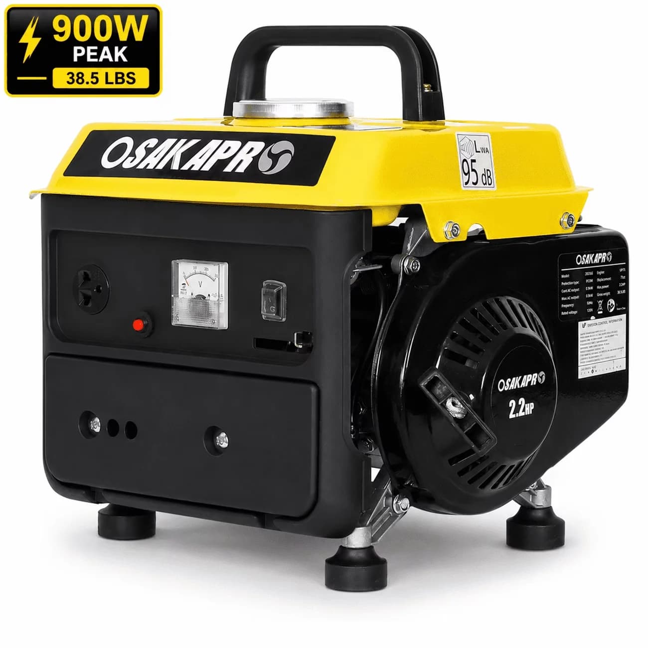 Sleek Generator with Portable Gas Powered, 38.5lbs Light Weight 2-stroke Engine, Home Backup Low Noise - Model 1D8ADD