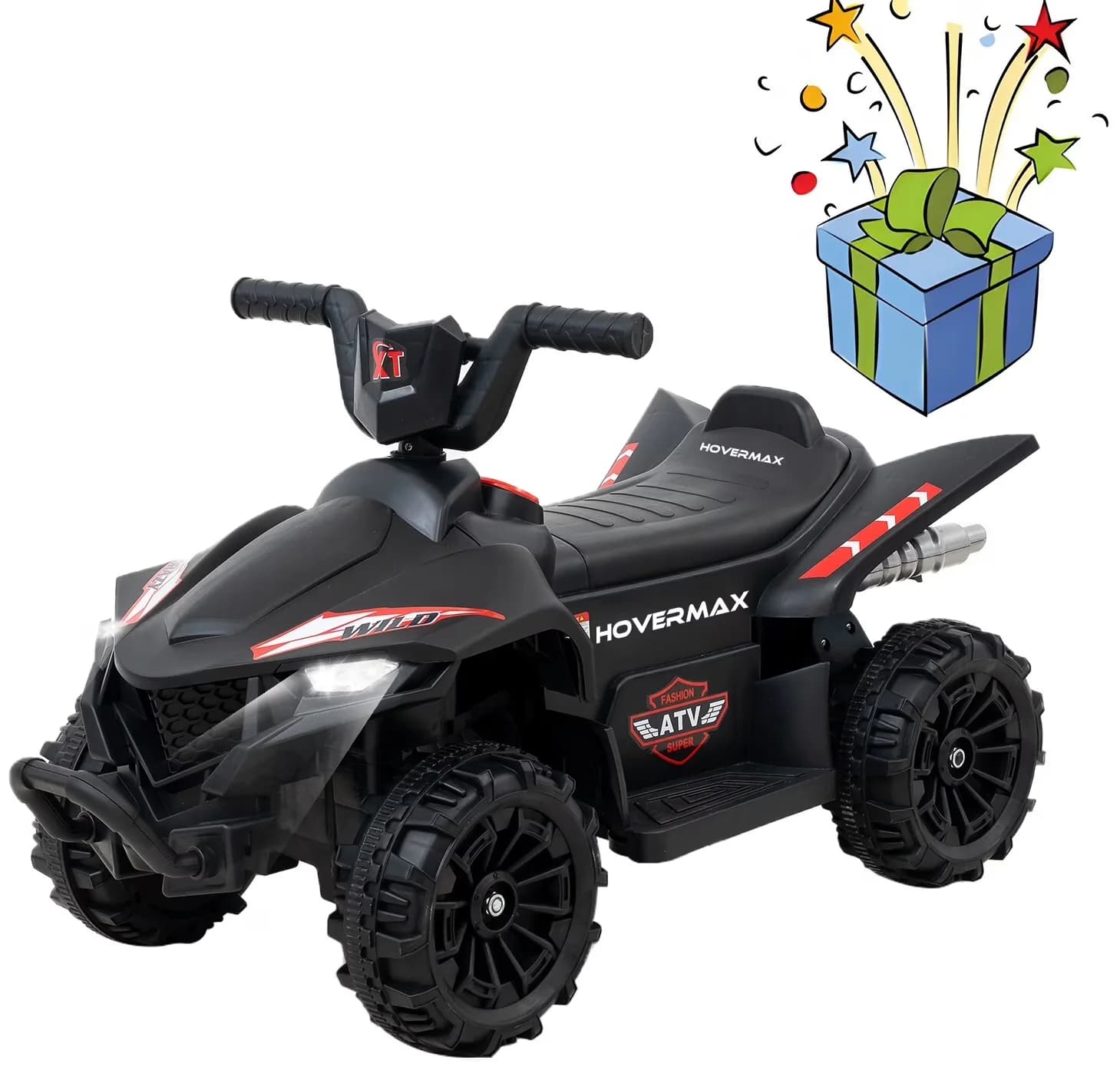 Premium Scooter with Battery, 12V, Lights Up - Black - Contemporary Style Model 1BB824