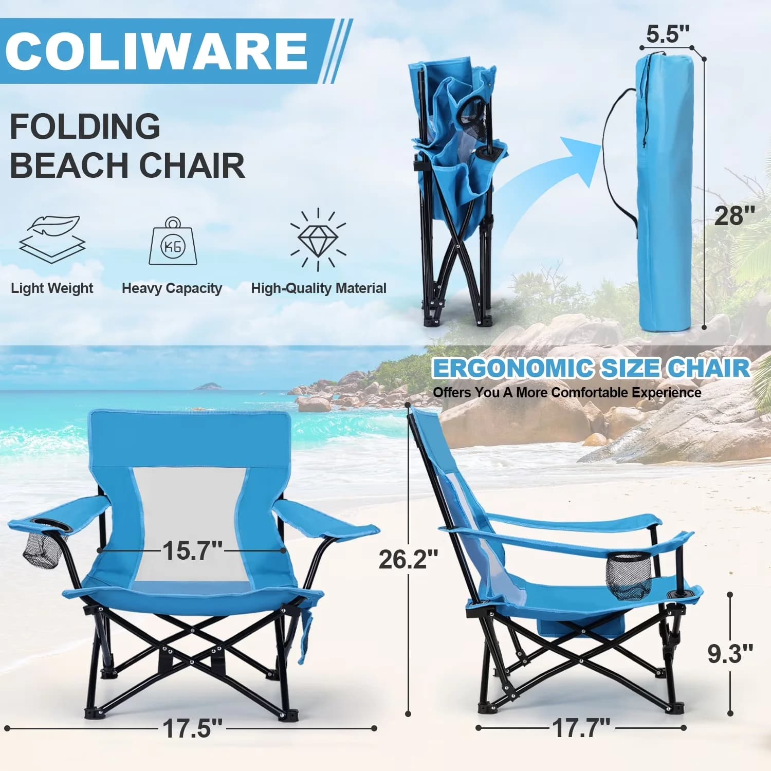 Beach Chair Professional with Rust Resistant, Water-Resistant - Aluminium Alloy Model 0CD835