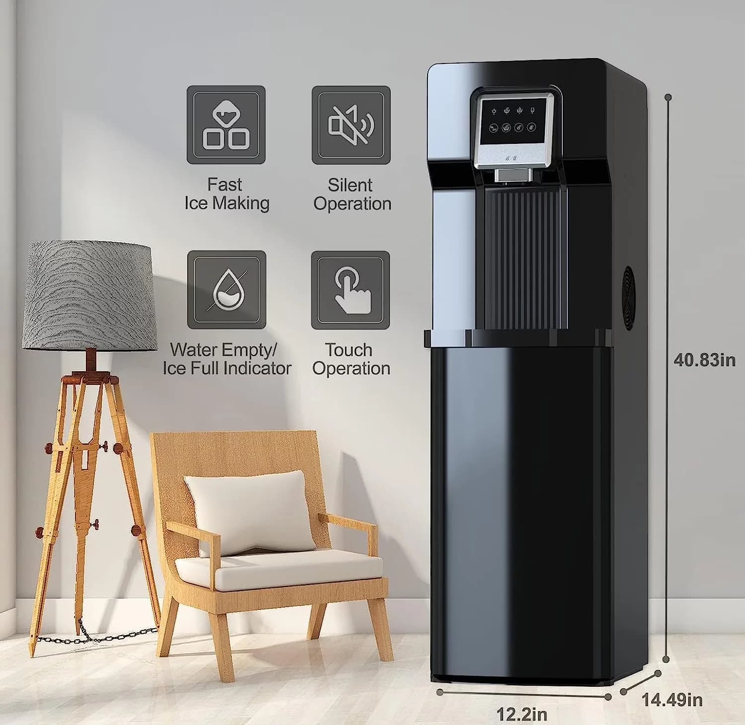 Sleek Water Filtration with Energy Saving - Black Plastic Dispenser - Reliable Performance Model D00021