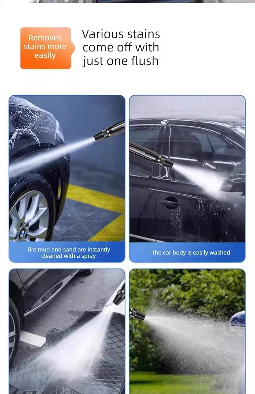 Innovative Pressure Washer with Battery, Home high-Pressure car wash Water Gun, Booster Nozzle - Model B586DD
