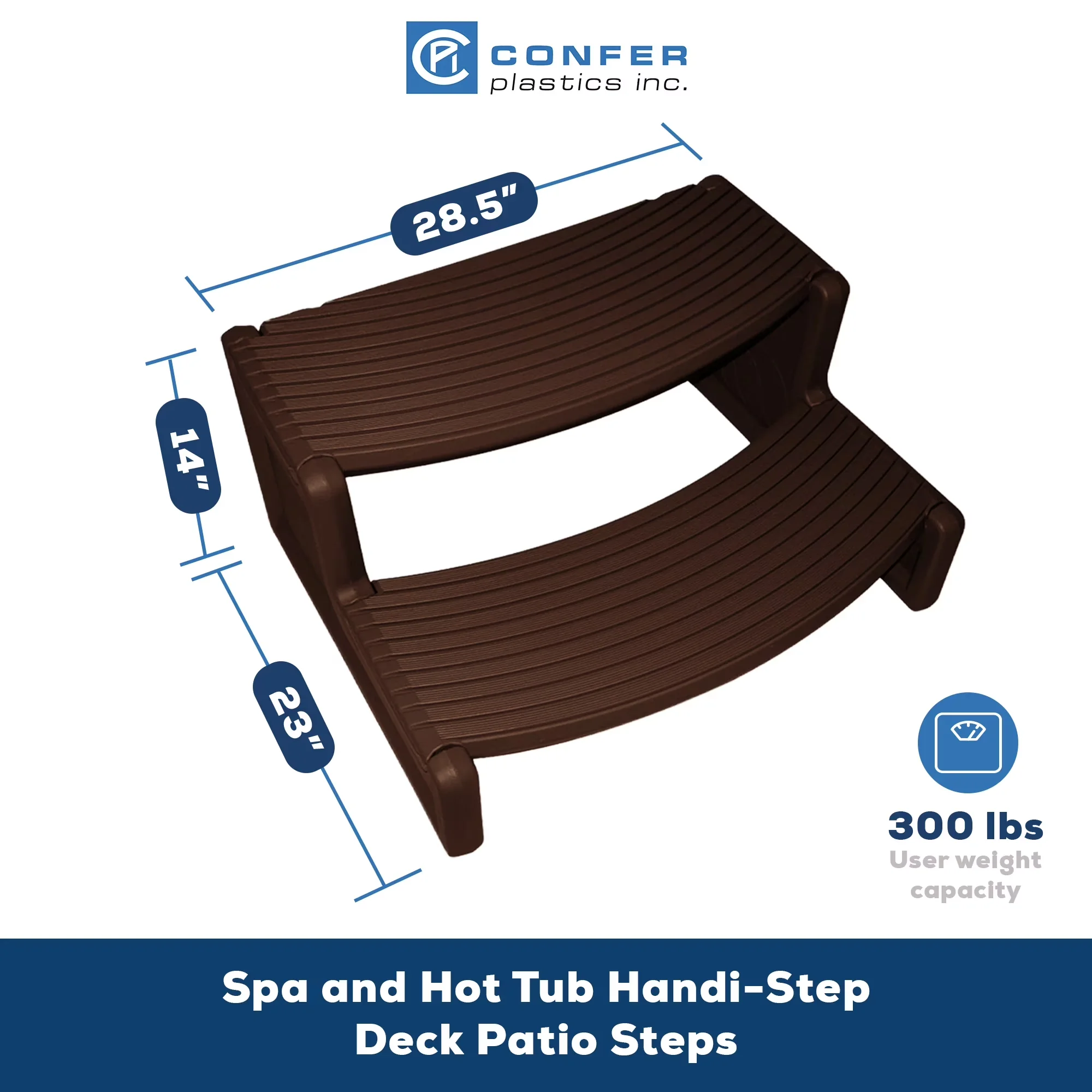 Stylish Hot Tub with Handi-Step Stairs - Brown Plastic - Standard Series Model 6EBF22