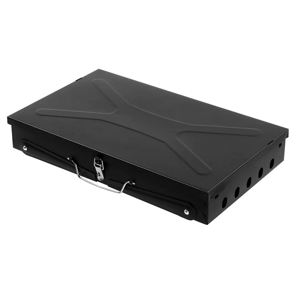 Charcoal Grill Classic with Foldable, Portable, Accessories & Lid - Metal Black for Picnic Model 8E250A