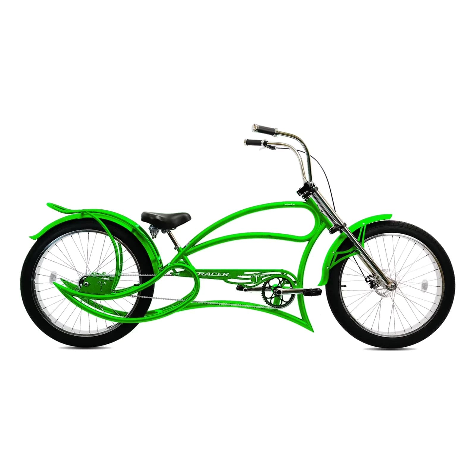 Sleek Cruiser Bike with Lightweight, Adjustable Seat Height, Triple Tree Fork - Green Model A21EF4