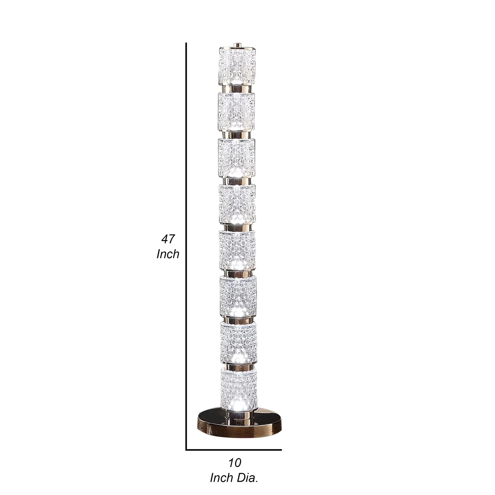 Premium Floor Lamp with LED, Standard Lamps, Siri 47" - Metal Silver - Residential Grade Model AF8184