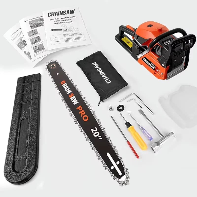 Chainsaw Modern with Anti-Vibration, Chain Brake, 62cc Gas - Orange 5HP Model C79421