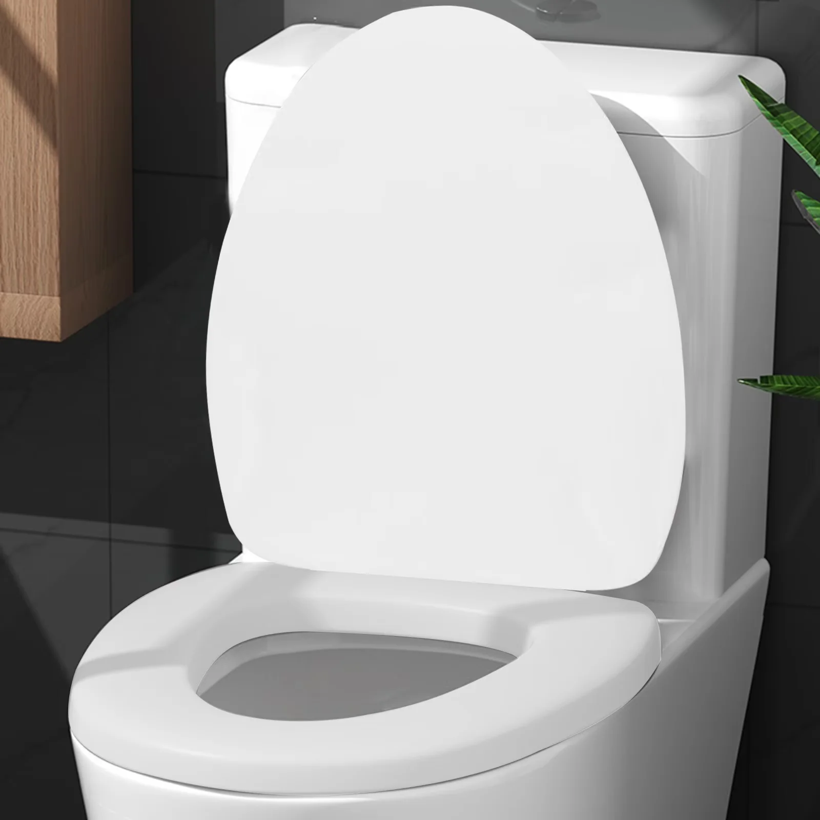 Toilet Seats And Lid Innovative with Easy Installation, Foam Cushioning - 100%Polyester White Model EE4053