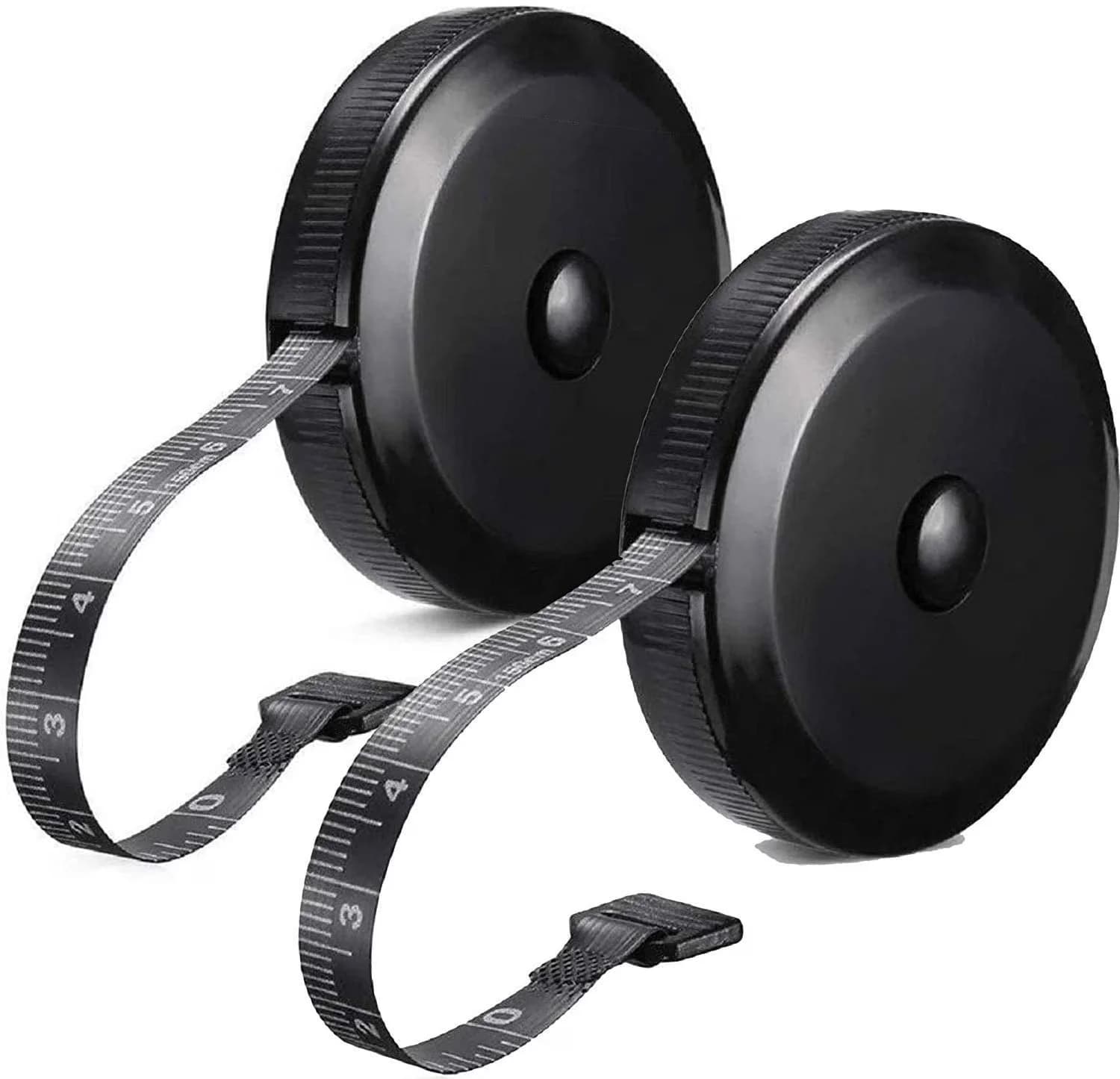 Innovative Measuring Layout with Automatic Shut Off, Tape Measure Body Tape Adult 60 in, 2 Pack - Plastic Black Model 7AE85C