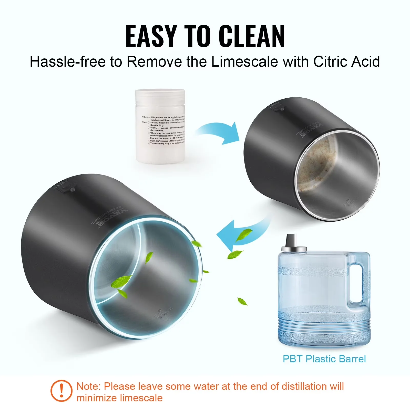 Durable Water Filtration with Automatic Shut-Off, Premium Water Distiller - Silver Model F7B002