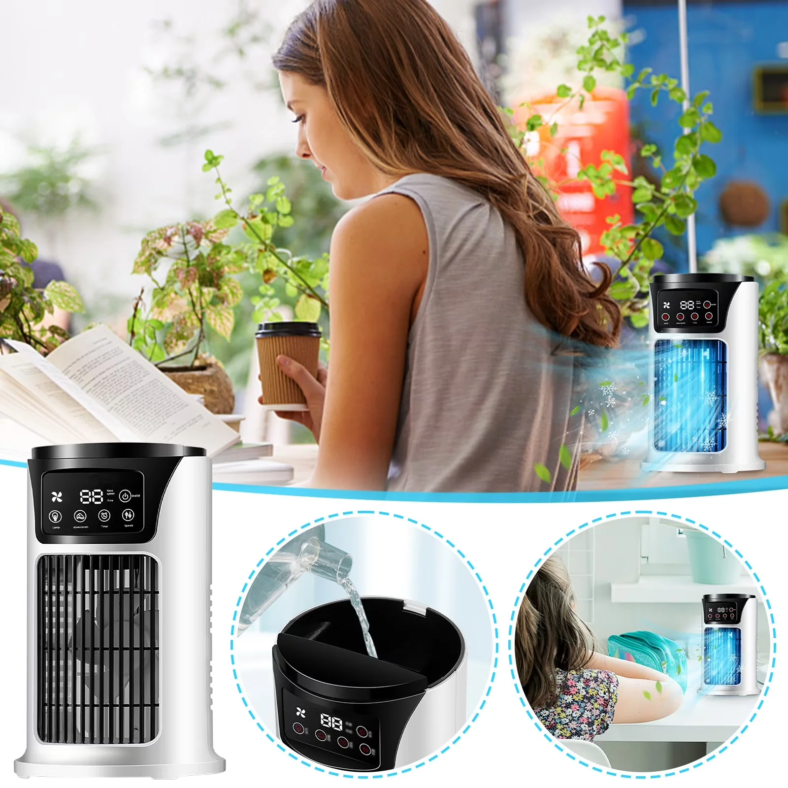 Air Conditioner Modern with Timer, Portable Conditioners Mini for Bedroom, Small - Model 7FE607