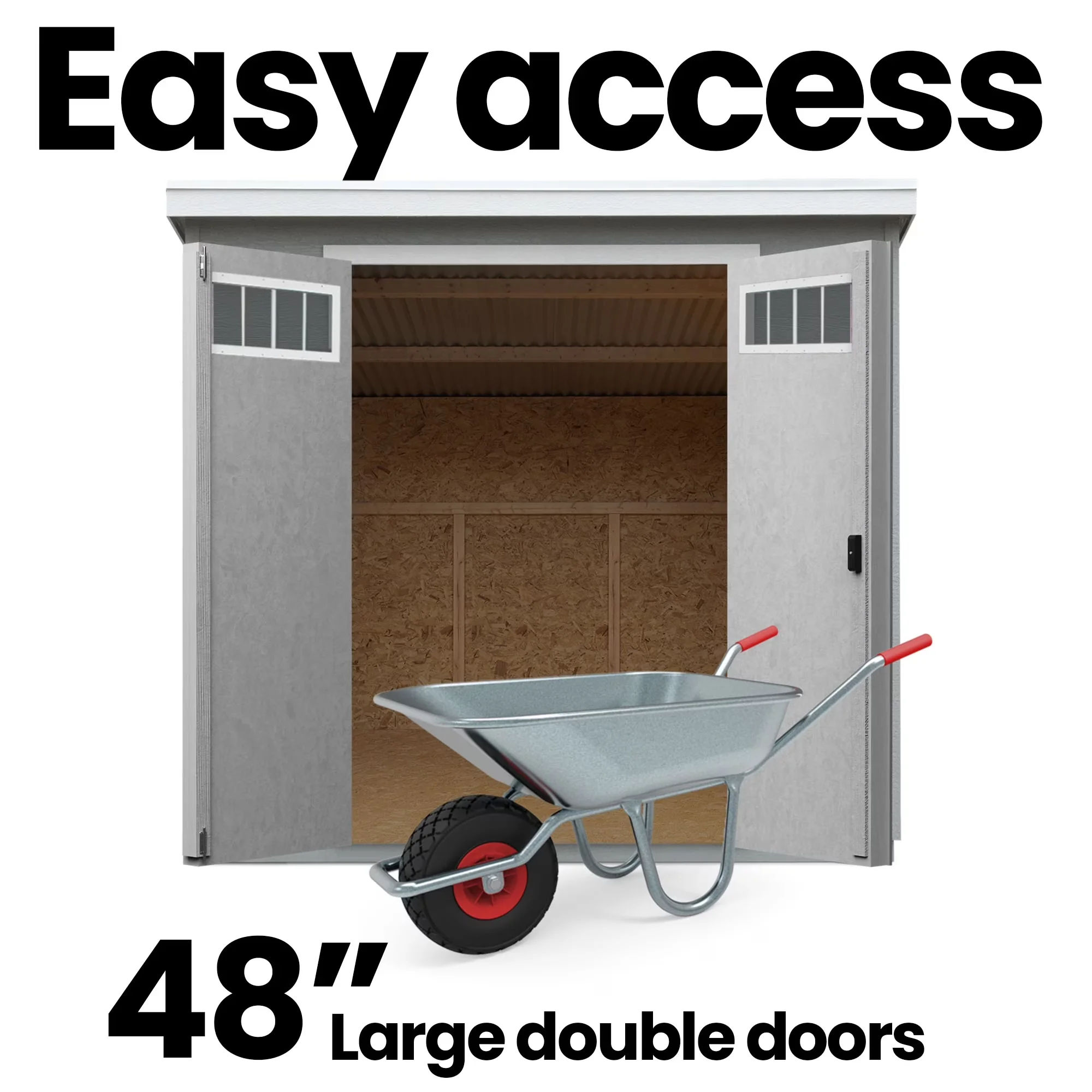 Efficient Shed with Lockable Door, Paintable, Floor is included - Wood Brown Model 6279D4