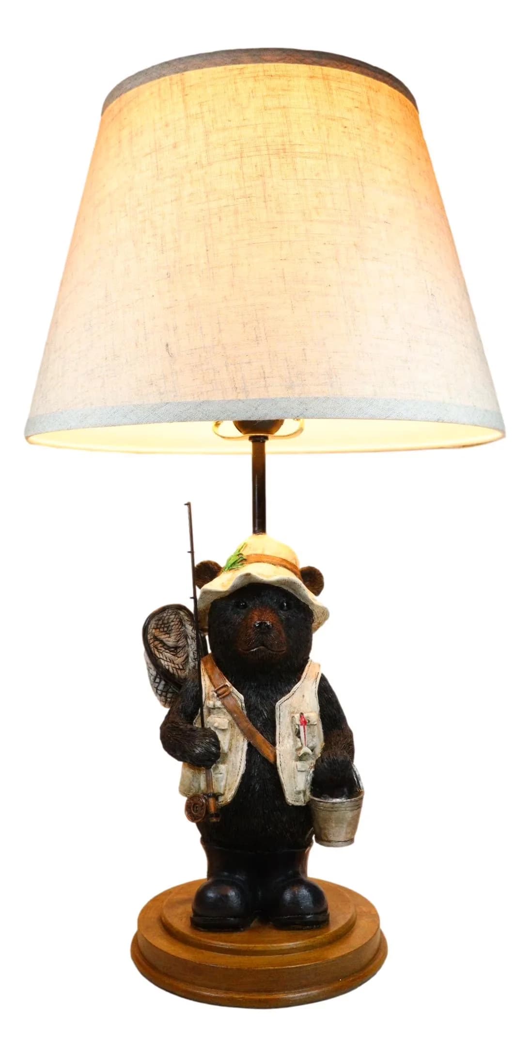 Premium Lamp with Accent Lamps, Rustic/Lodge - Resin Multicolor Camping Model D7D27D