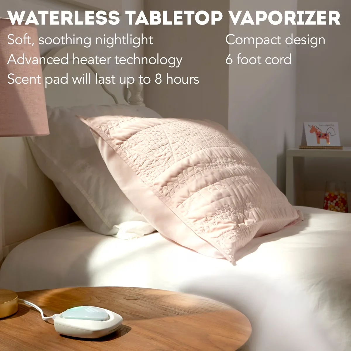 Compact Humidifier with Timer, Waterless Design, Up to 8 hours of comfort per pad - Model 105D63