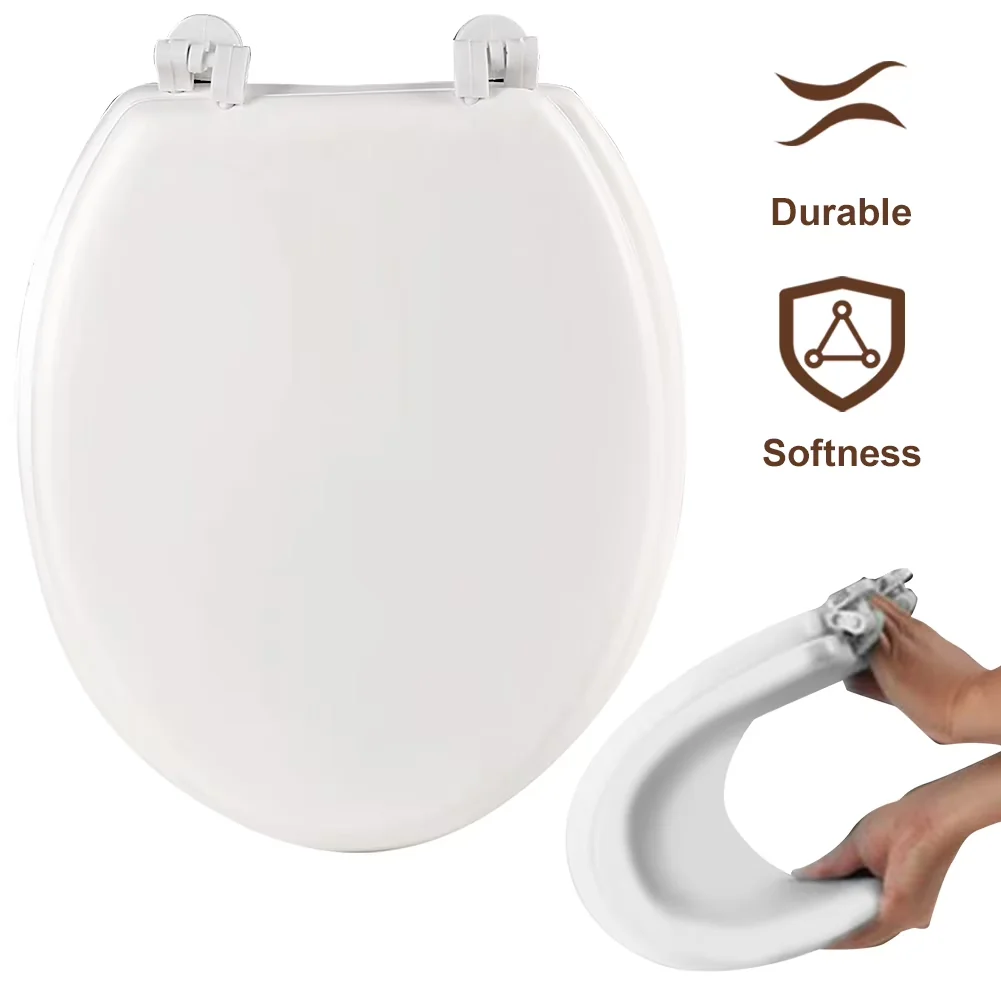 Toilet Seats And Lid Efficient with Easy To Clean, White, Soft Close Seat Round - White Plastic Model F279D2