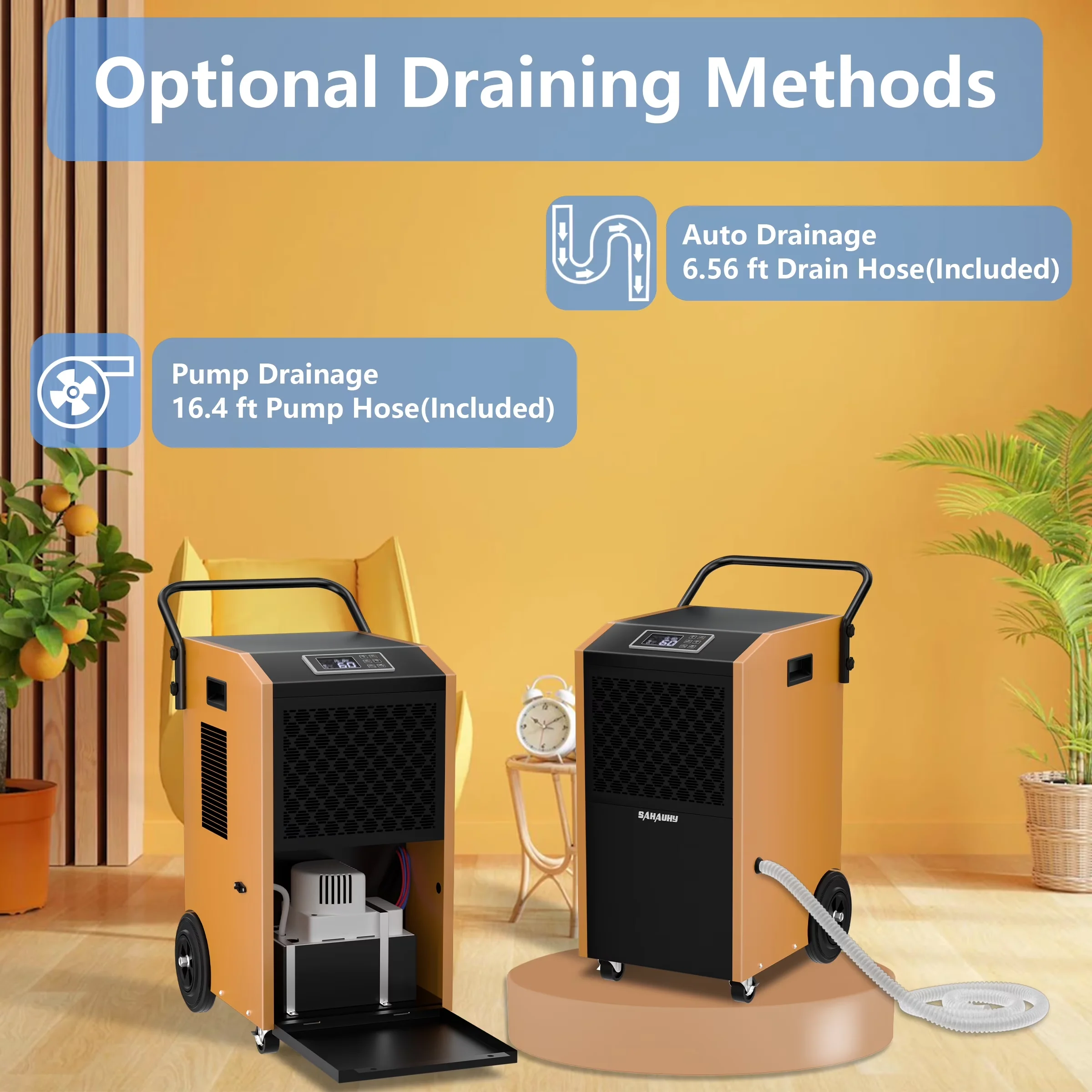 Essential Dehumidifier with Built-In Pump, Pump and Drain Hose, 168 Pints Commercial - Model 74CF5B