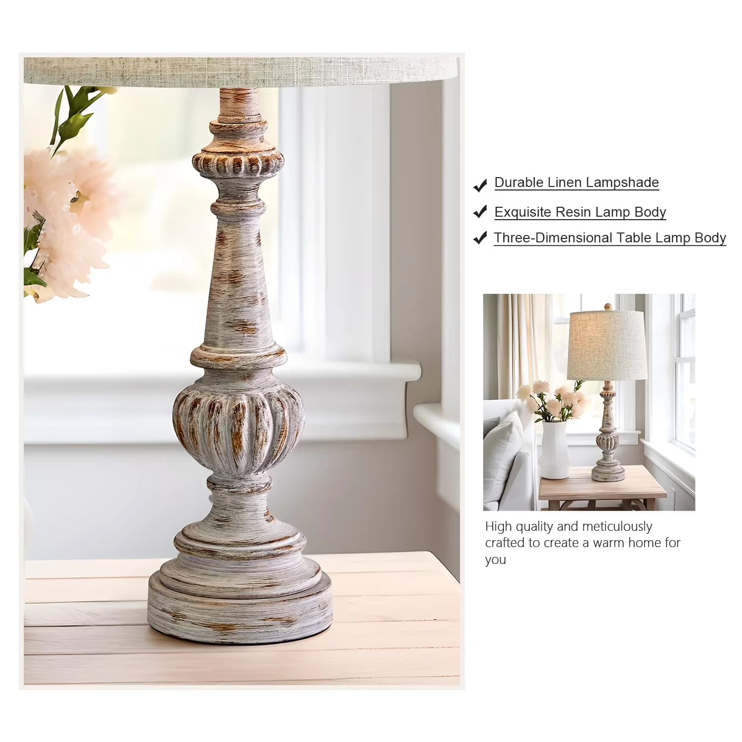 Lamp Reliable with LED, Rustic/Lodge, Eco Friendly - Gray Resin - Premium Collection Model 2D58FF