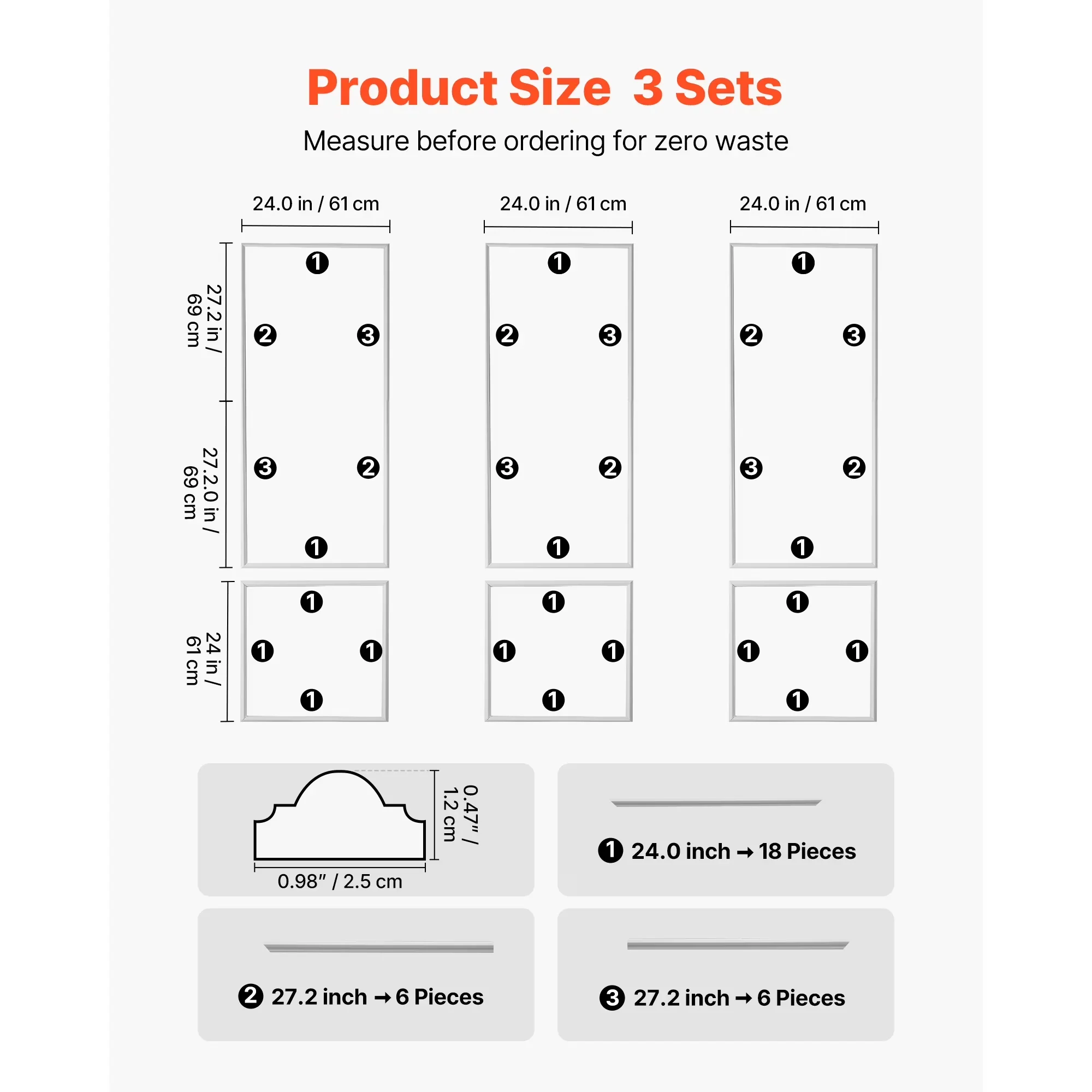 Essential Wallpaper Wall Decals Wall Covering with Durable, Waterproof - White 24" x 54" Model 48A9D0