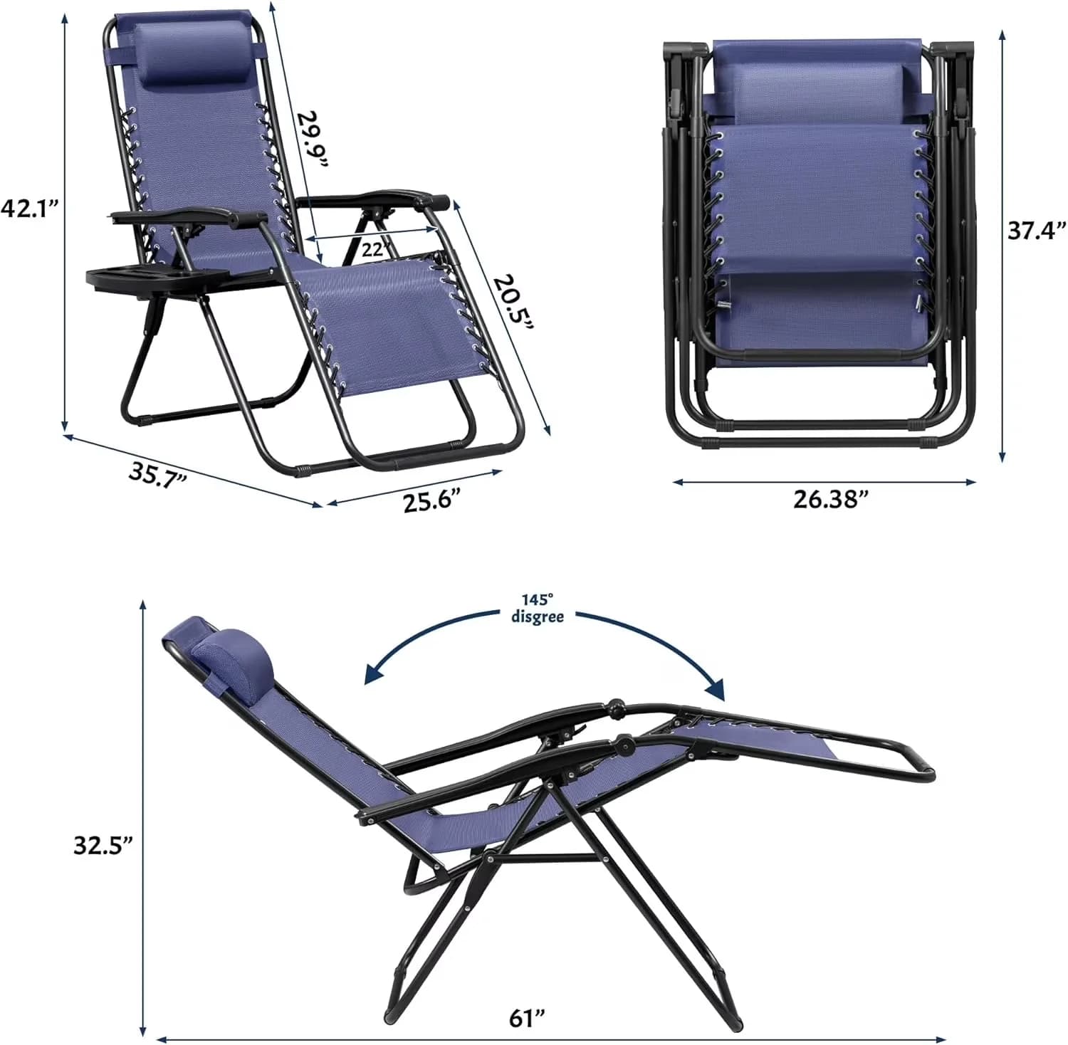 Reliable Patio Chair with Water-Resistant, Modern, Waterproof - Blue Metal Model 037C41
