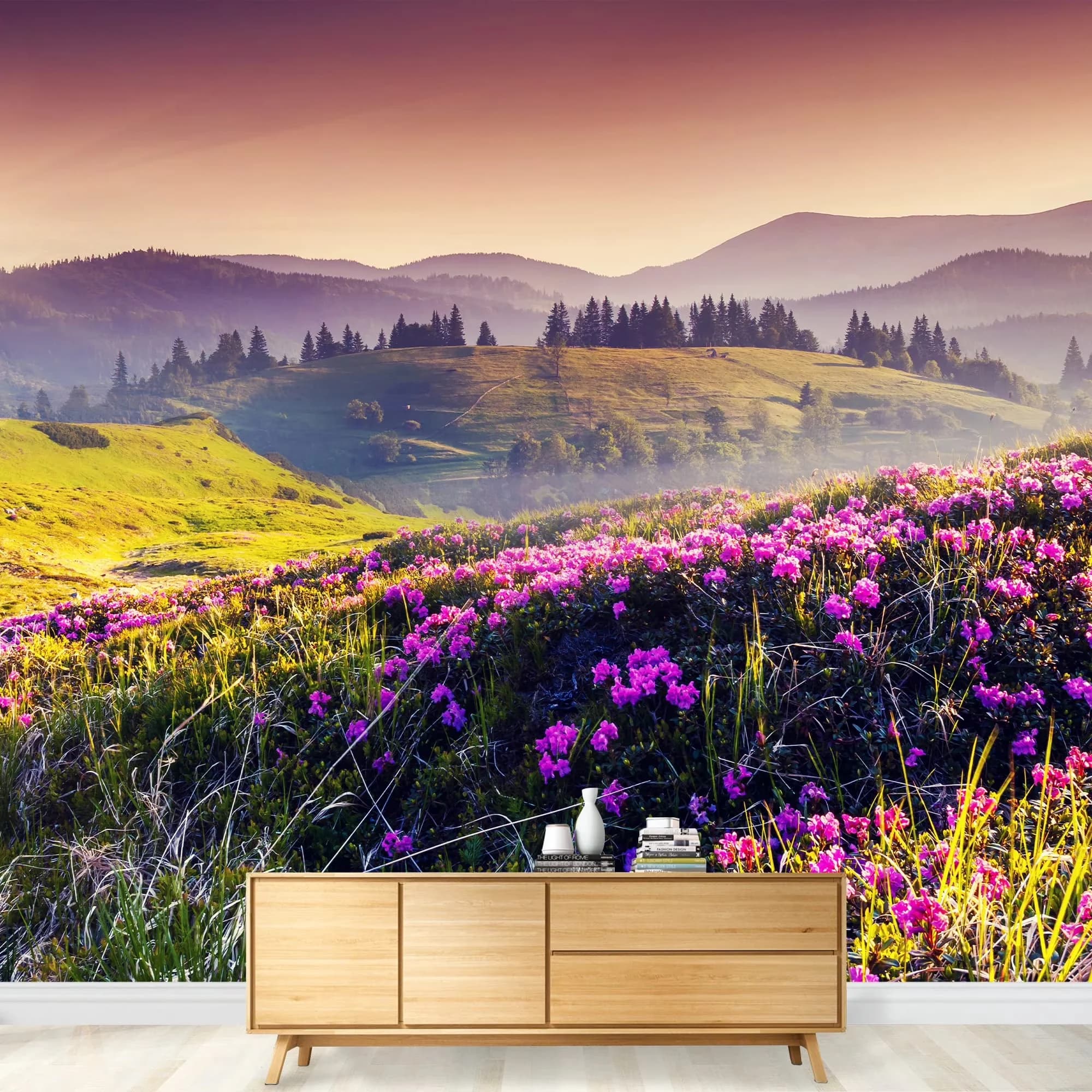 Professional Wallpaper with Removable, 66x96 inches - Pink Wall Mural - Contemporary Style Model AF1A25