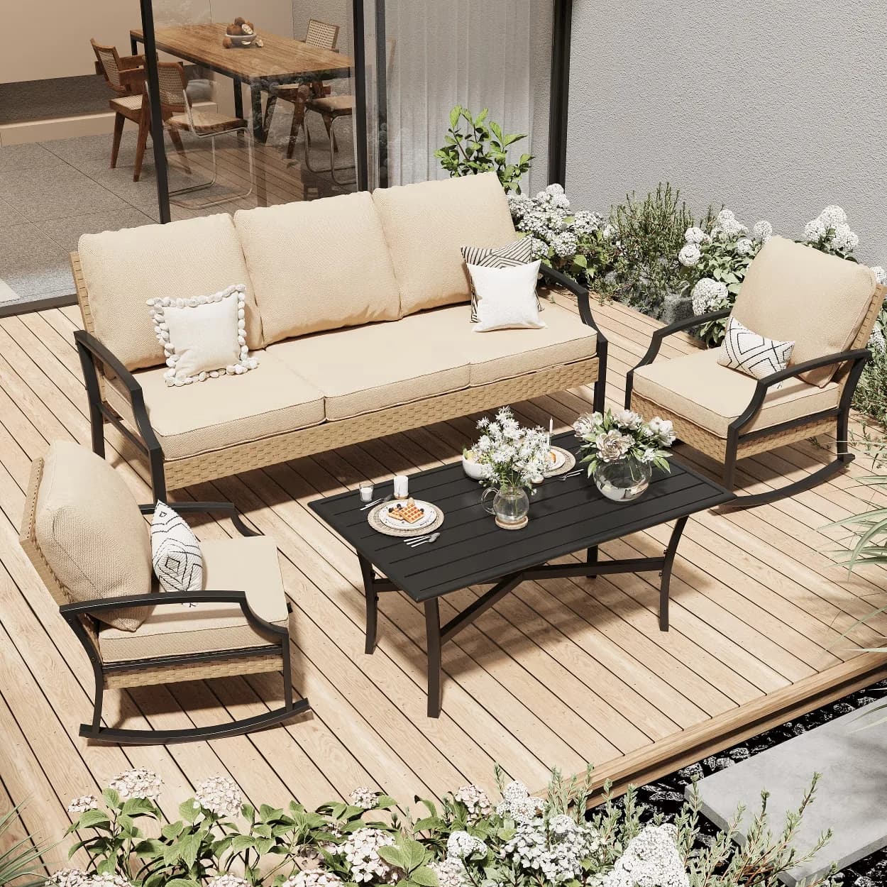 Professional Patio Conversation Set with Weatherproof, Portable - Gray Model 0C321B