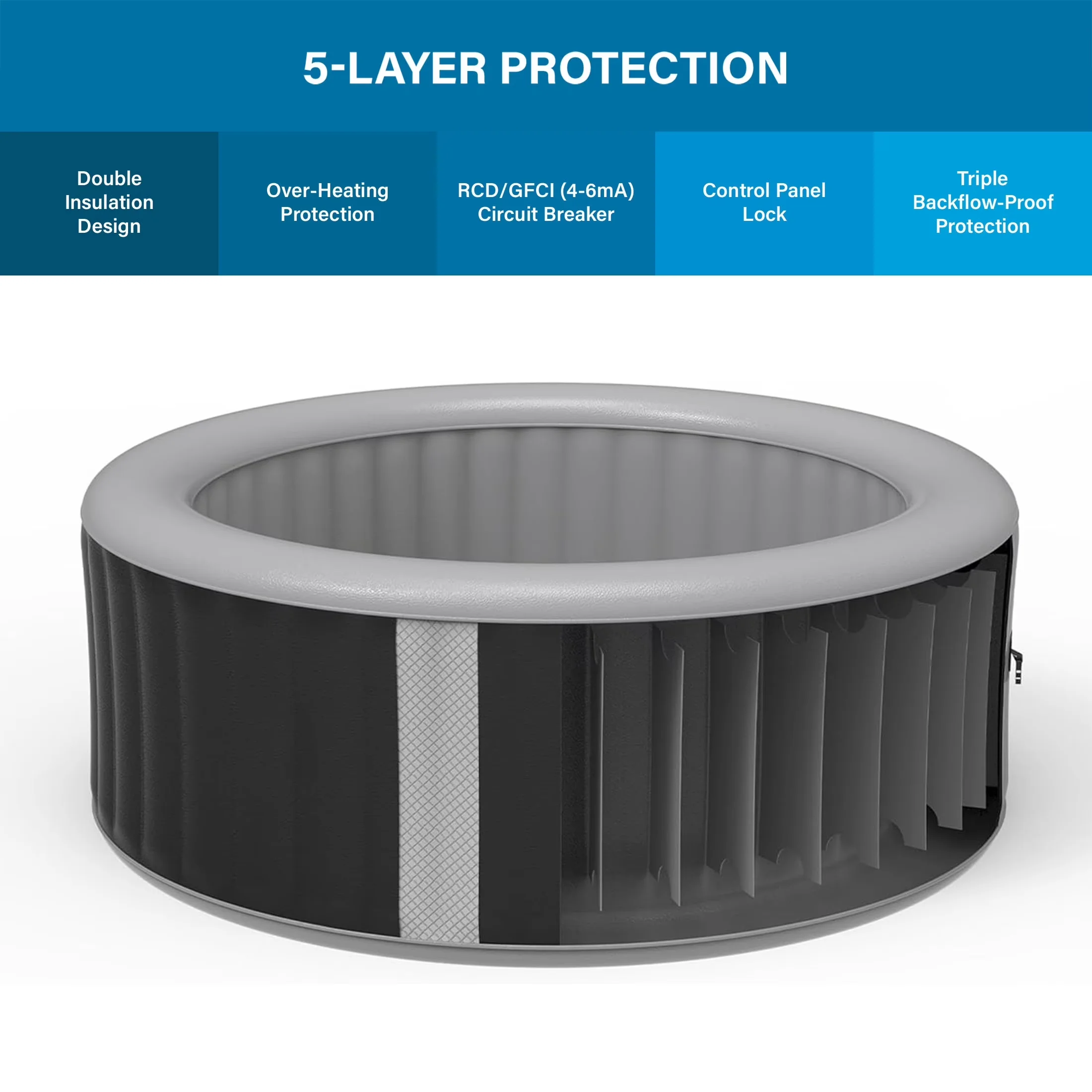 Premium Hot Tub with Inflatable, Puncture Resistant, Oasis 2-3 Person Inflatable Spa + Cover - Black Model FA0A41