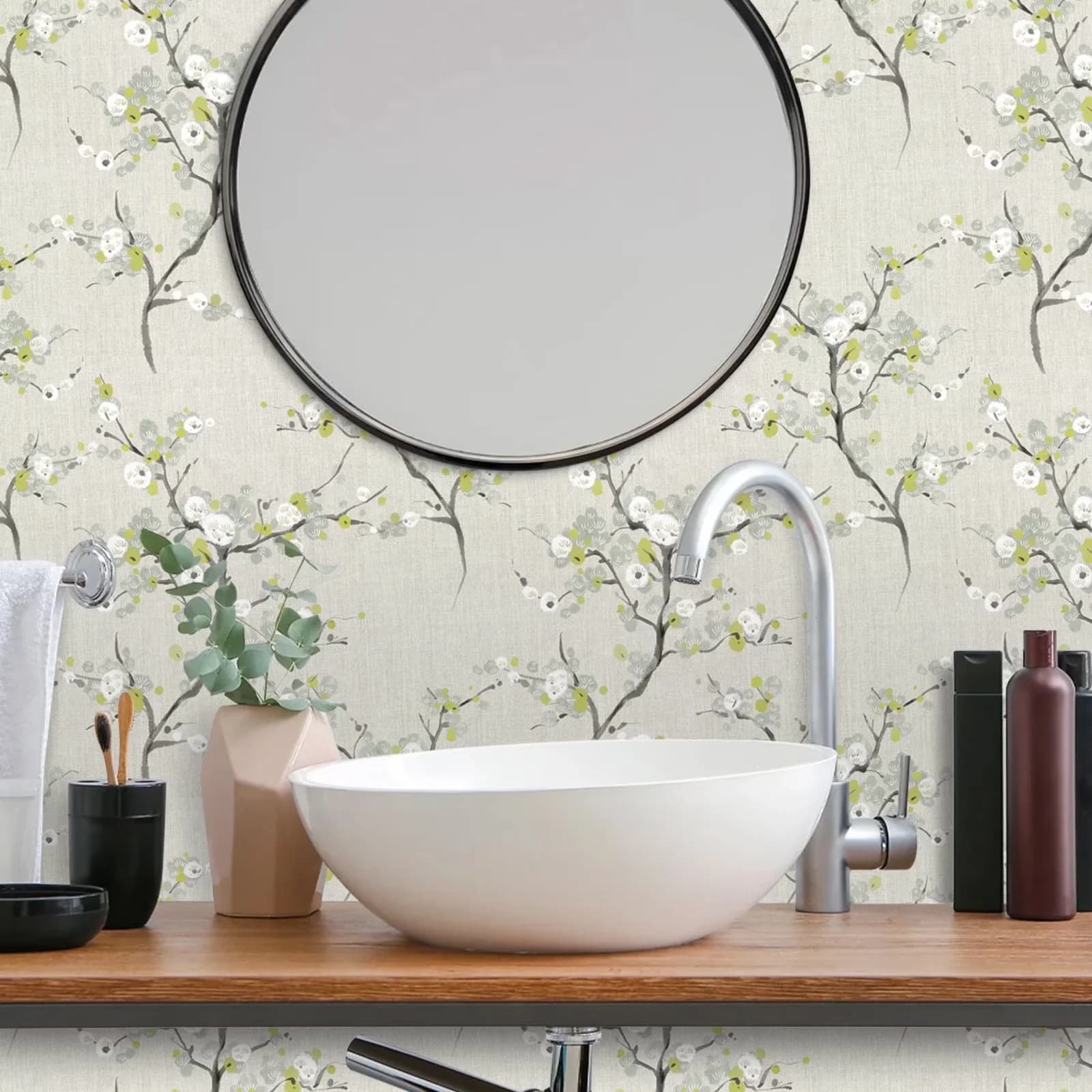 Essential Wallpaper with Removable, Durable, Waterproof - Pvc Beige Floral Model 88B28F