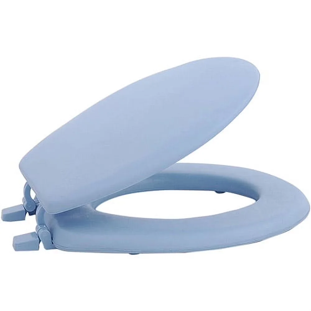 Toilet Seats And Lid Essential with Easy To Install, Fantasia 17" Soft Standard Vinyl Seat, Light Blue - Blue Model CA1243