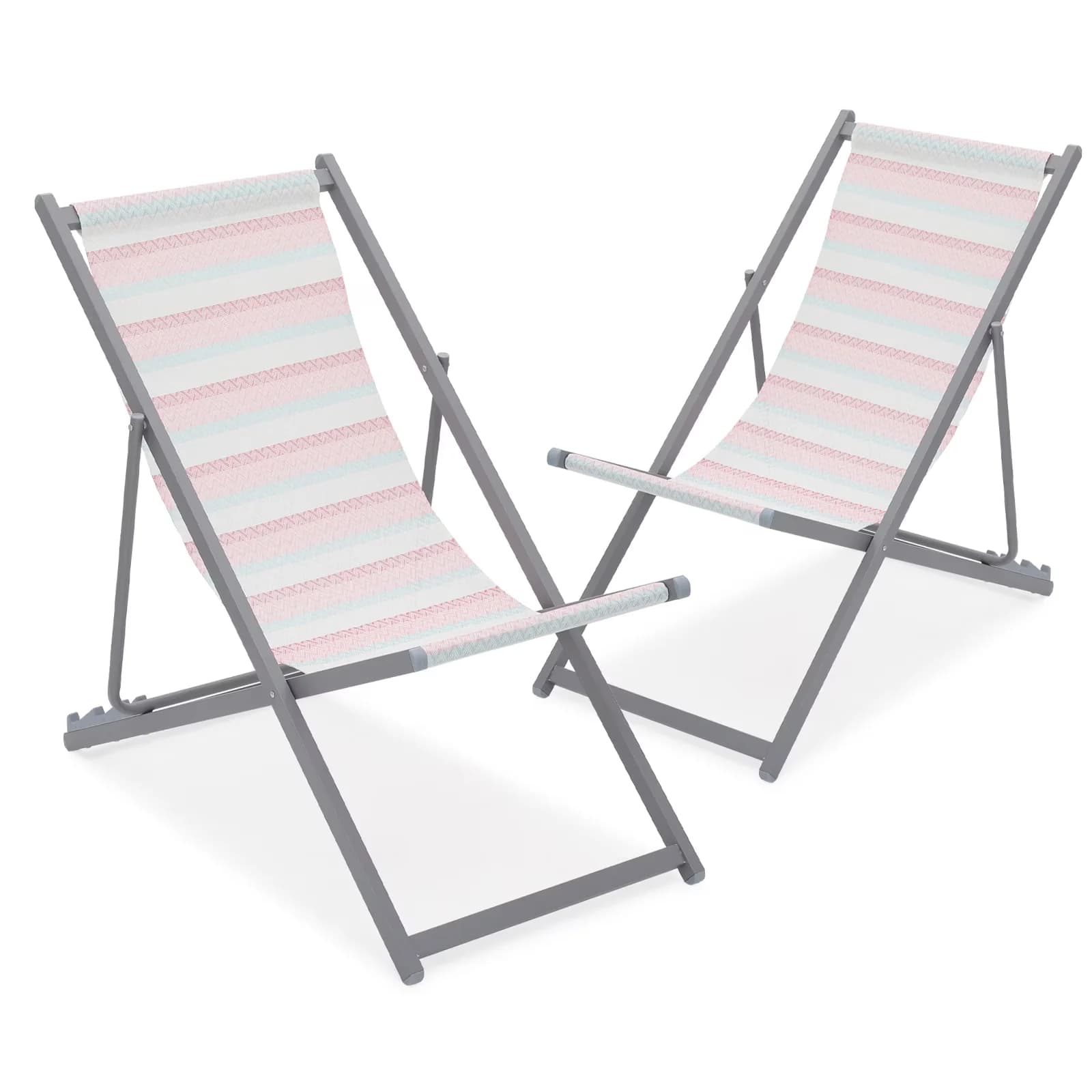 Efficient Beach Chair with Adjustable, Folding, Folding Chairs Set of 2 - Teslin Fabric Blue Model F59376