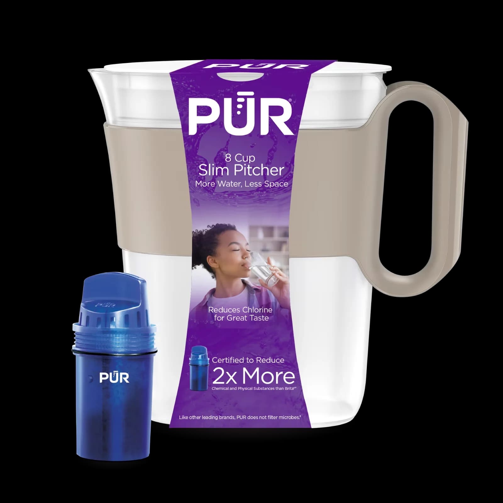 Professional Water Filtration with Alarm, 8-Cup Slim Filter Pitcher - Plastic 8 cup Model 5BC3E9