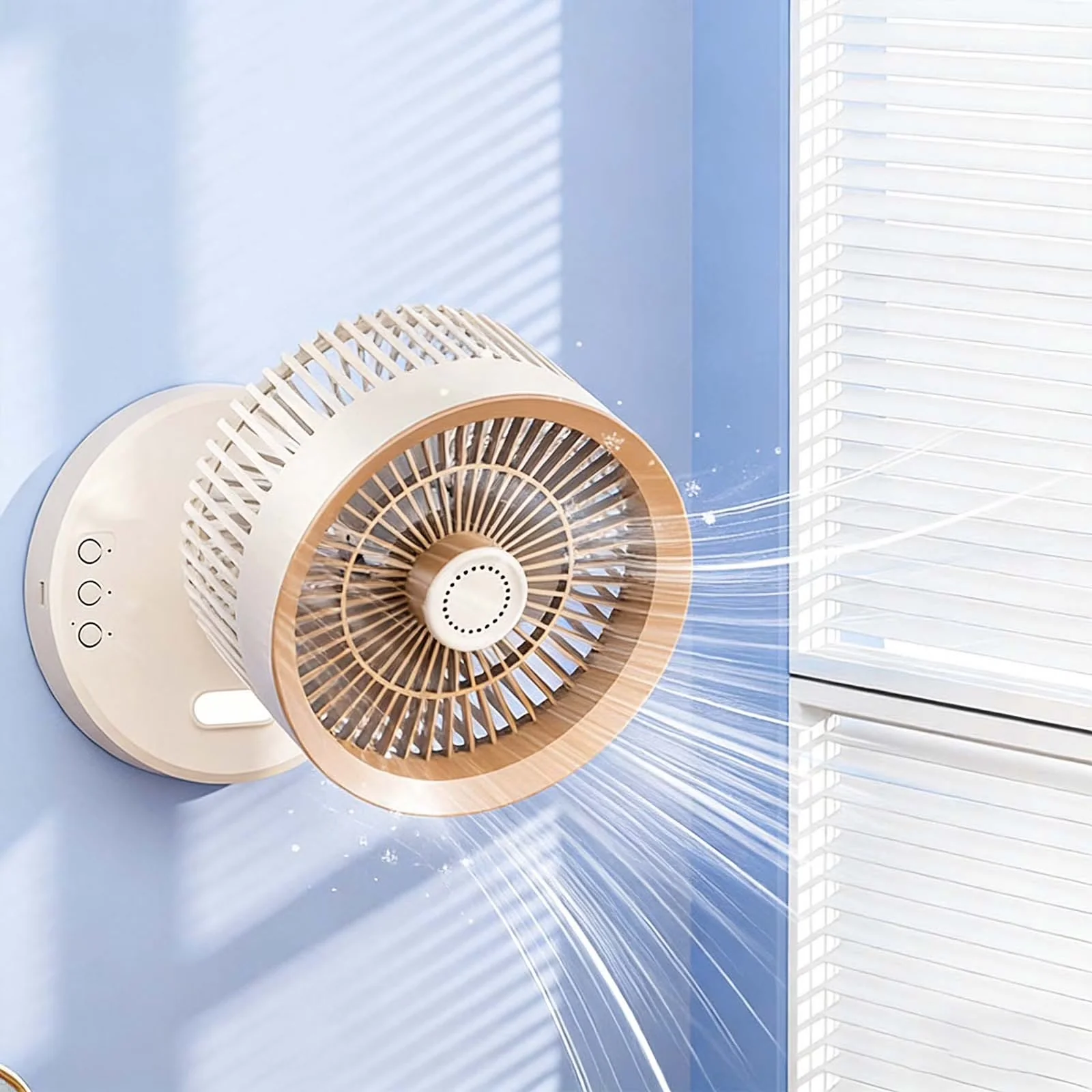 Modern Fans In Cooling with Quiet Brushless Motor, 1 Pcs Remote Control Desk Fan - Beige for Home Office, Bedroom Model 8C6DD0