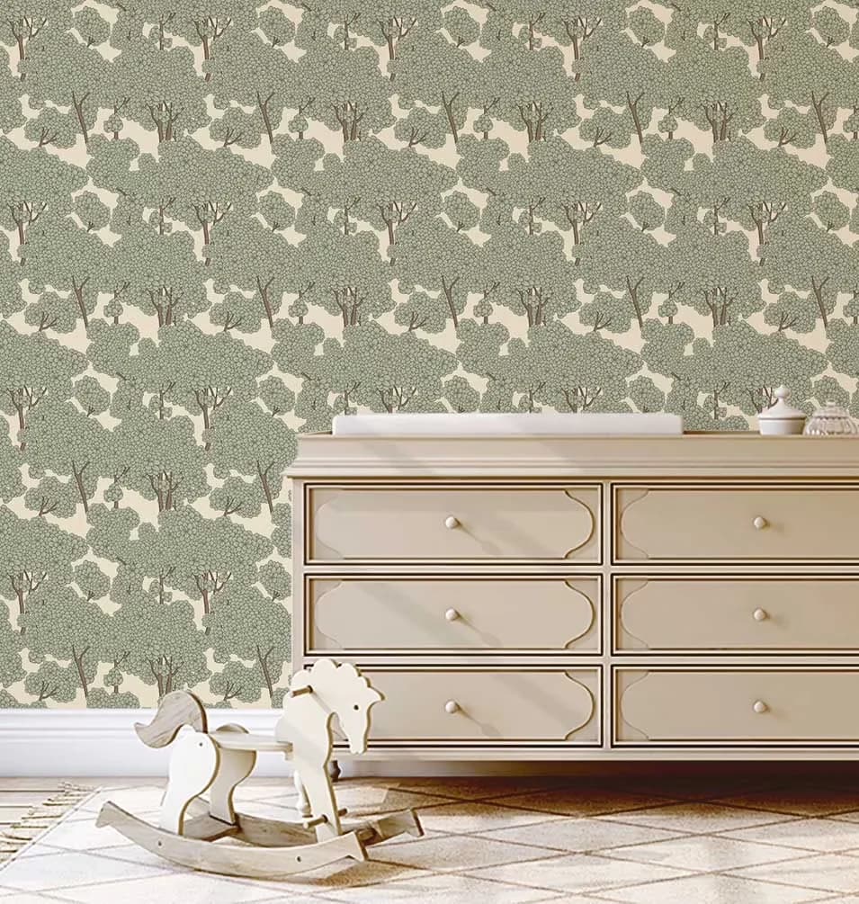 Compact Wallpaper with Durable, Waterproof, Peel and Stick Walls Covering - Vinyl Green for Bathroom Model E48EA9