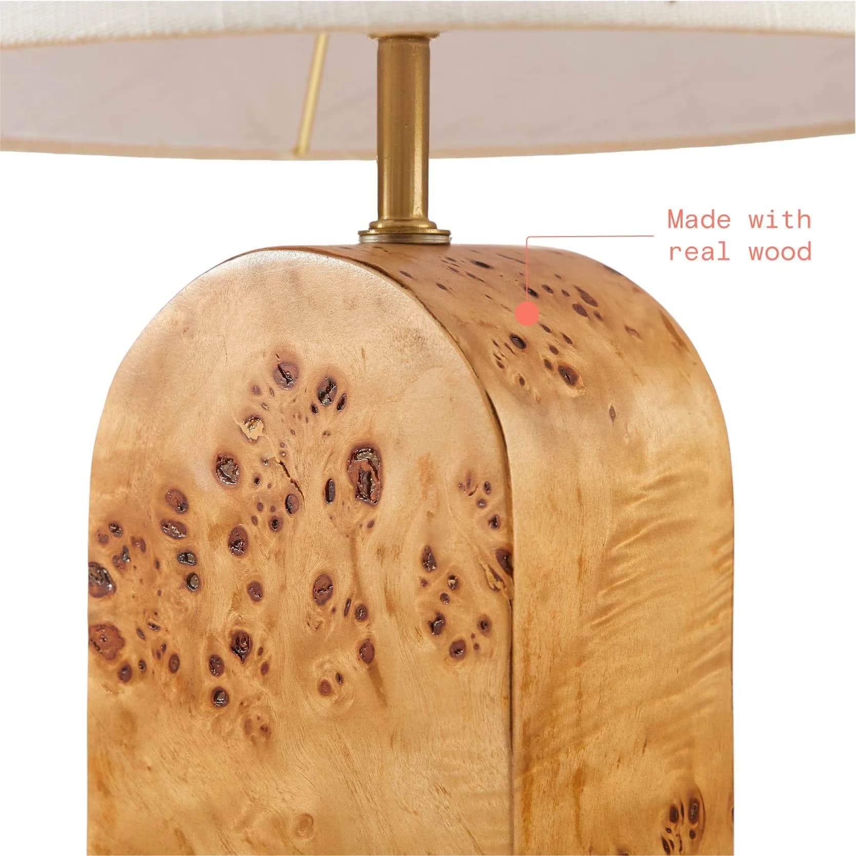 Lamp Quality with Incandescent, Accent Lamps, 18.5" H - Brown Wood Burl Model B99C08