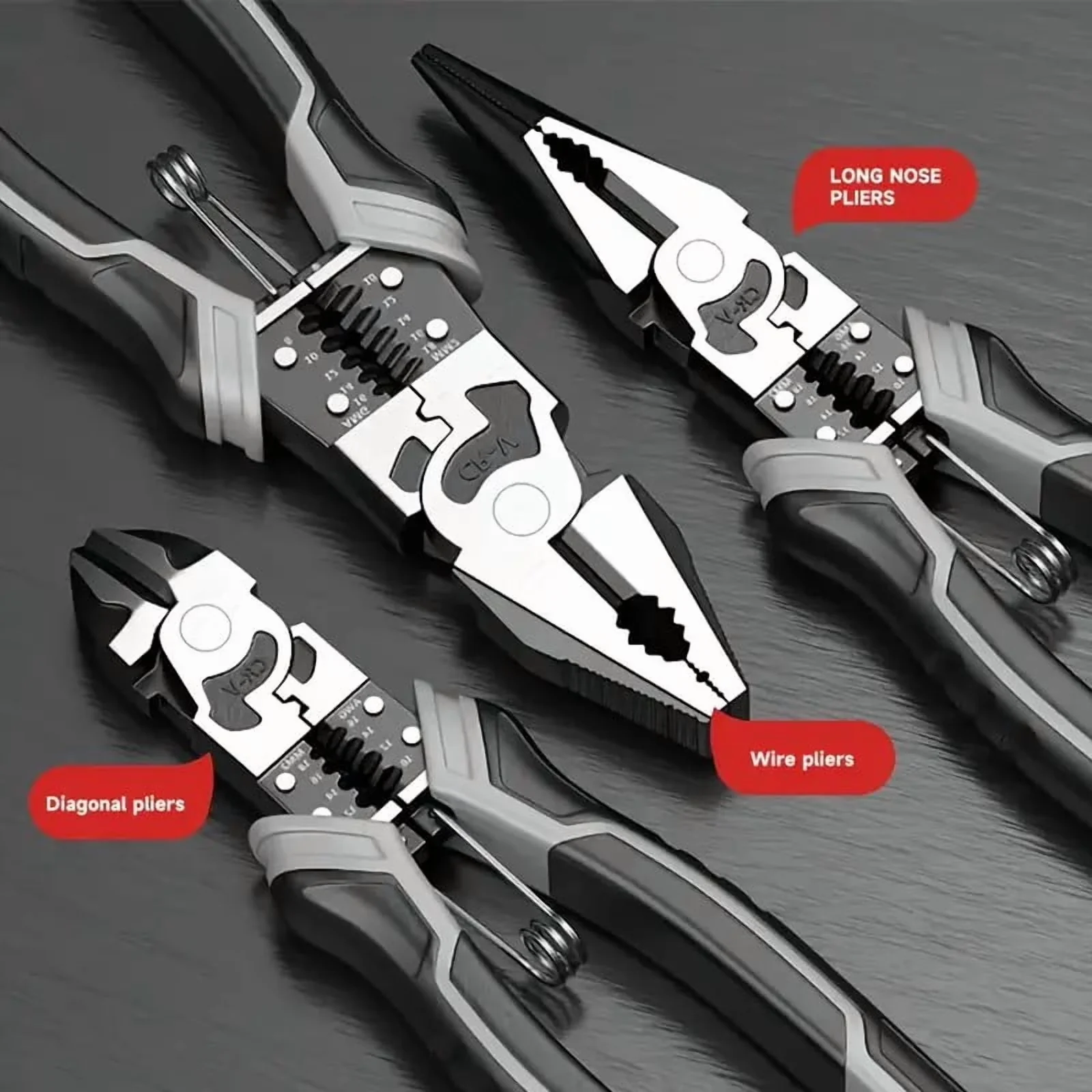 Woodworking Reliable with Comfort Grip, 8 Inch Diagonal Cutters, Wire Stripper Crimper - Red Model 495EF6