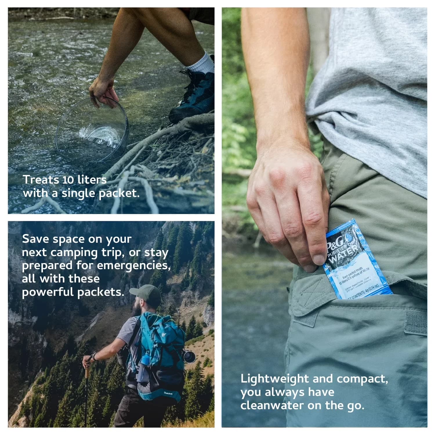 Compact Water Filtration with Emergency Drinking Powder for Camping, Travel - Model 877B26