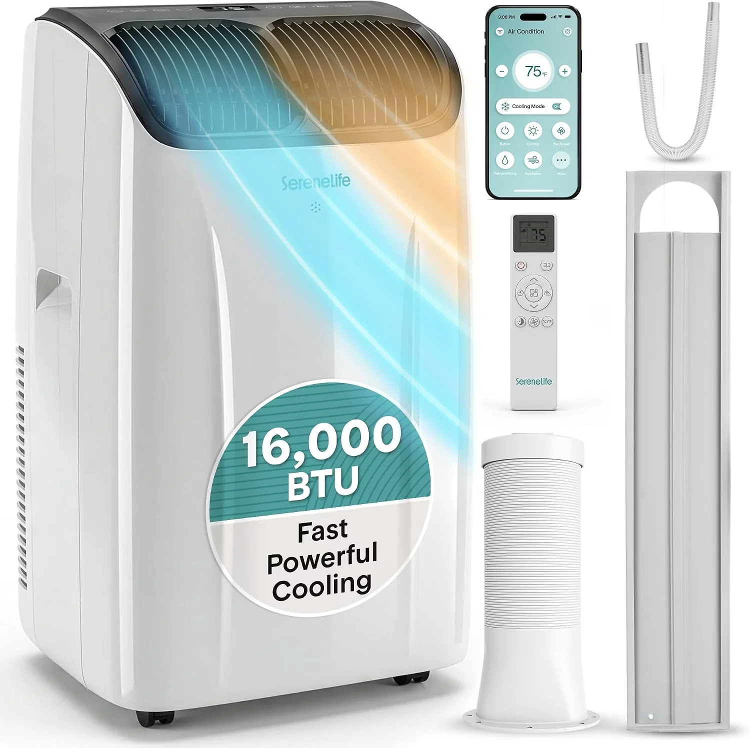 Professional Air Conditioner with 16000 BTU, Remote Controlled - White for Rooms Model 04D6F2