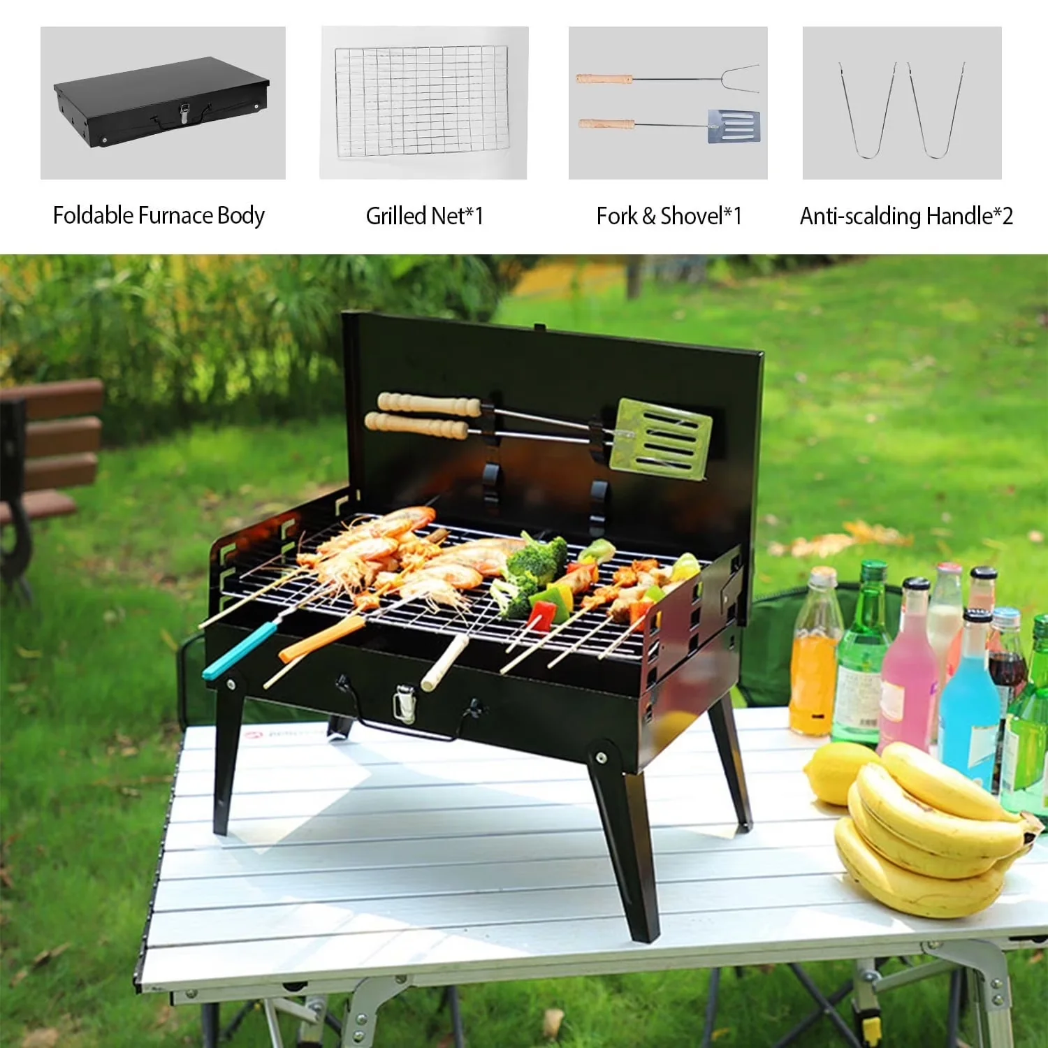Stylish Flat Top Grill with Portable, Quick-Heat Lid - Iron, Chrome And Processing Electrophoresis Surface Black Model 618863