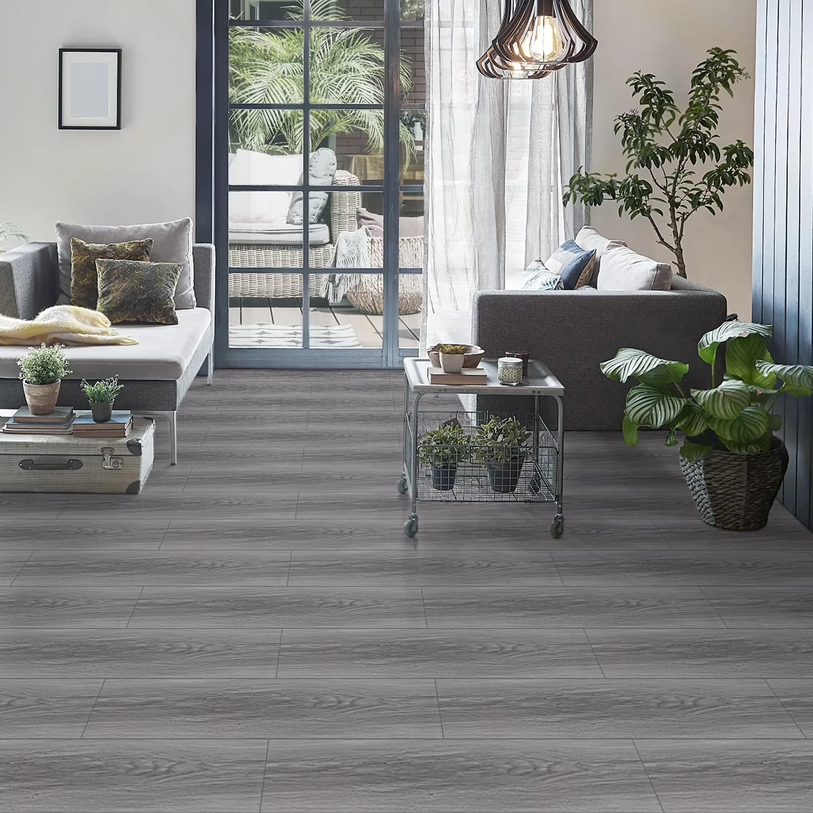 Versatile Grey Vinyl Flooring Vinyl Plank Flooring with Easy To Clean, Waterproof - Gray 36" x 6" x 0.6 mm for Living Room, Bathroom Model 4924C4