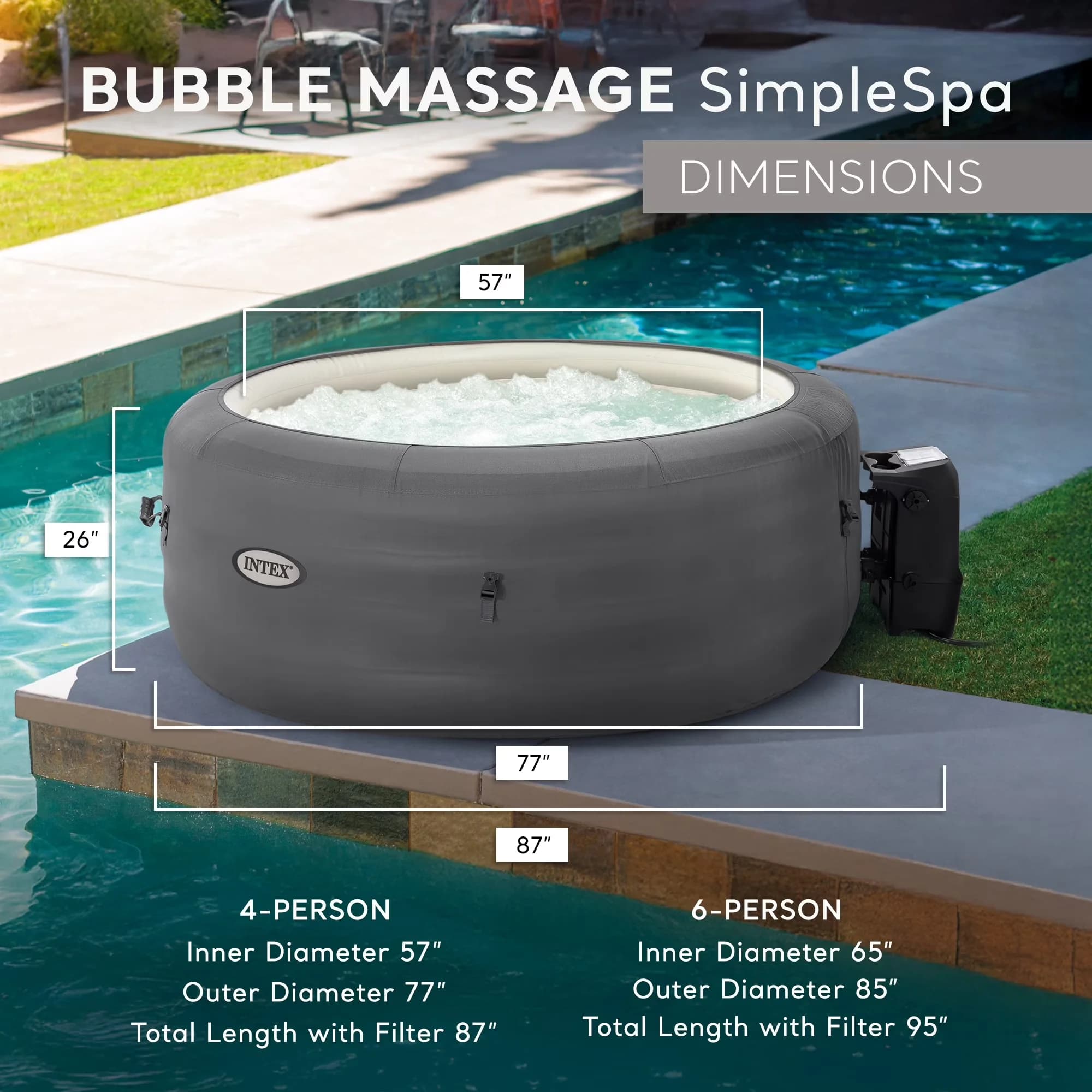 Hot Tub Reliable with Insulated, Inflatable - SimpleSpa for Everyday Use Model C15531