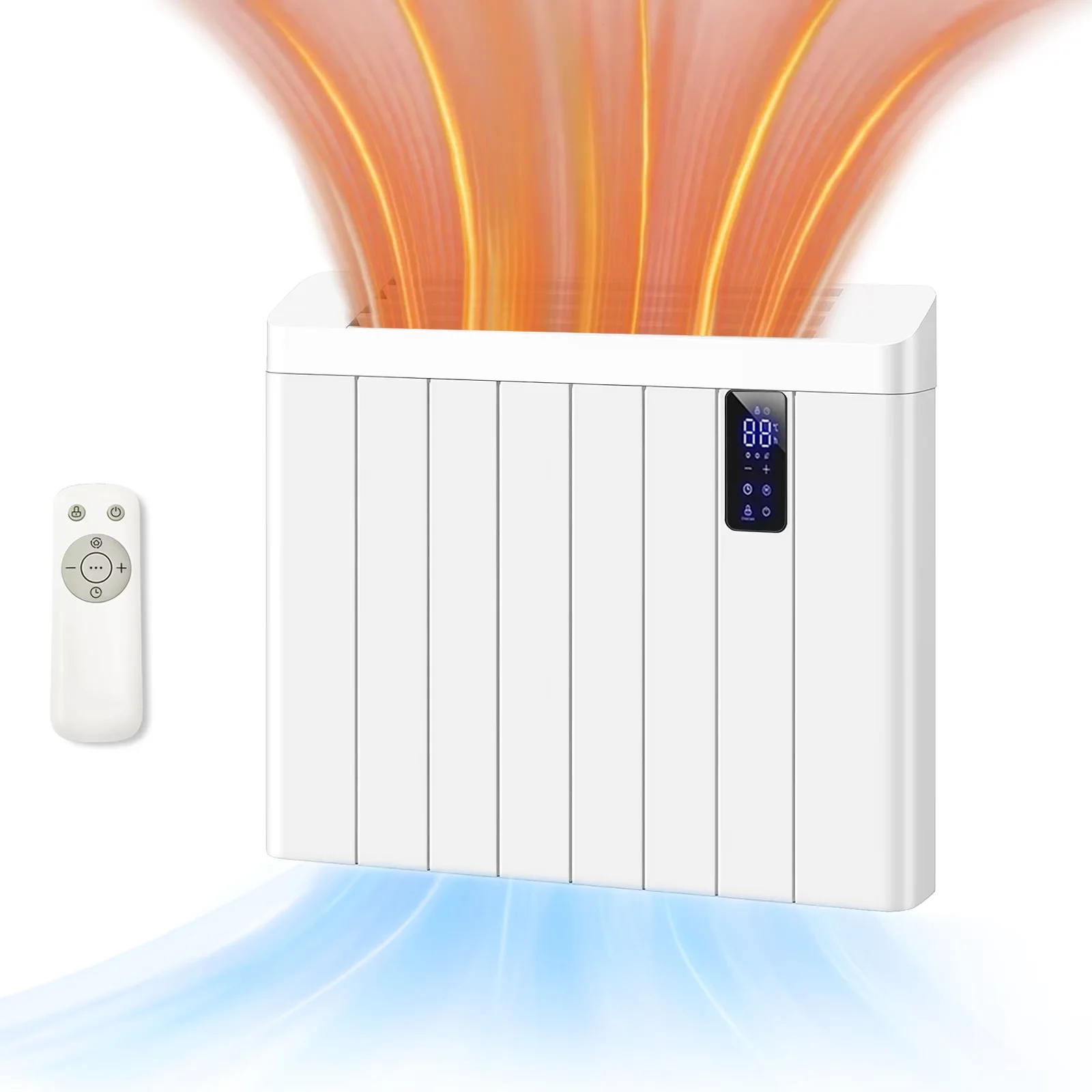 Durable Portable And Electric Space Heater with LED, 800W, Easy To Clean - White for Indoor Model 3CB24C