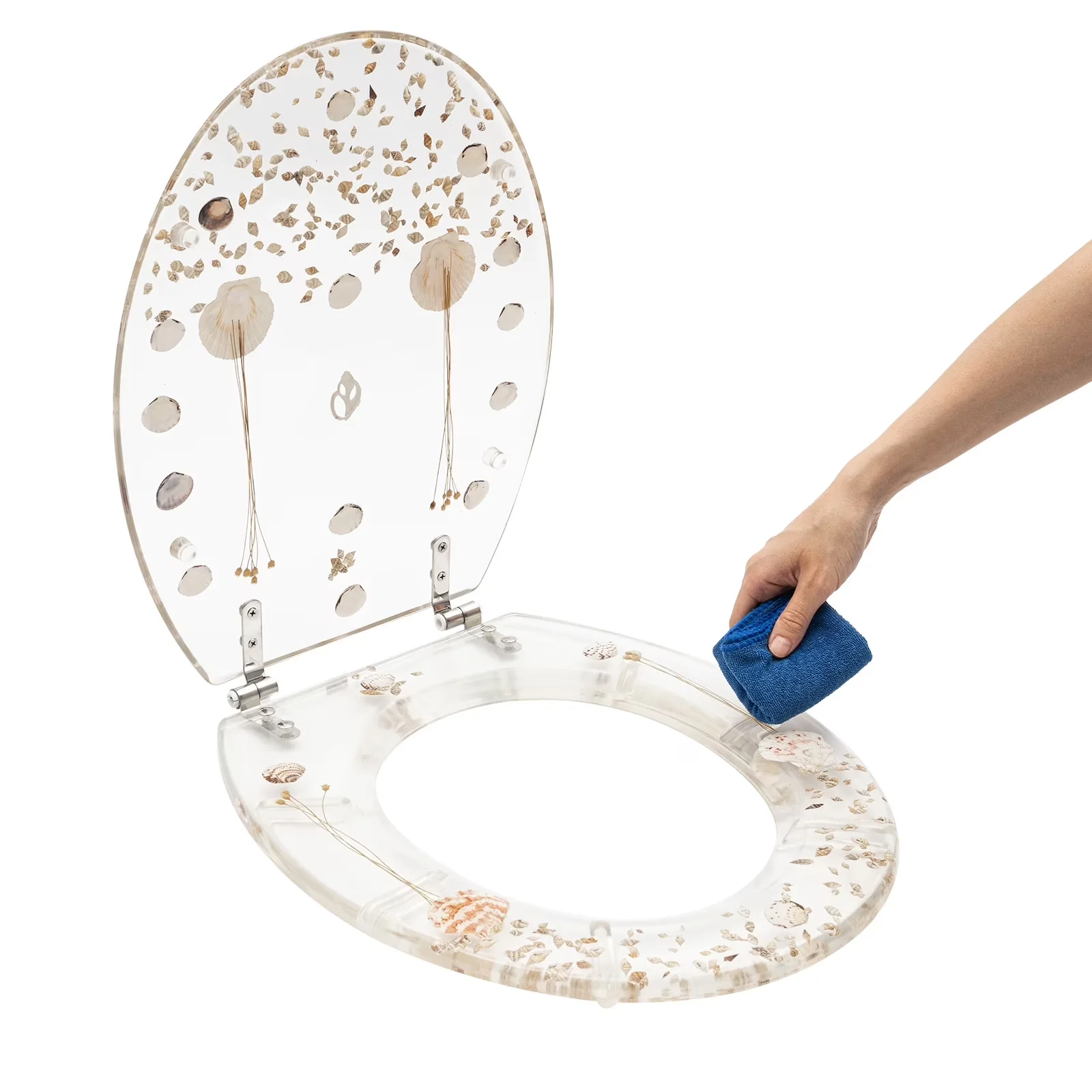 Reliable Toilet Seats And Lid with Easy To Install, Easy To Clean - Resin, Stainless Steel White Model E6F9C4