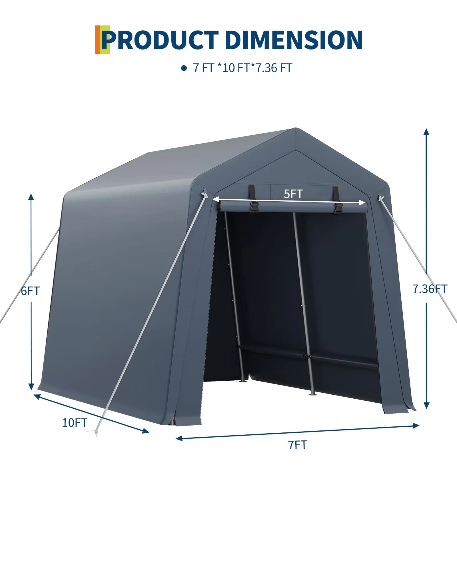 Shed Premium with Uv Resistant, Waterproof, 7x10Ft Portable Outdoor Storage - Pe Tarp Model 15CFE3