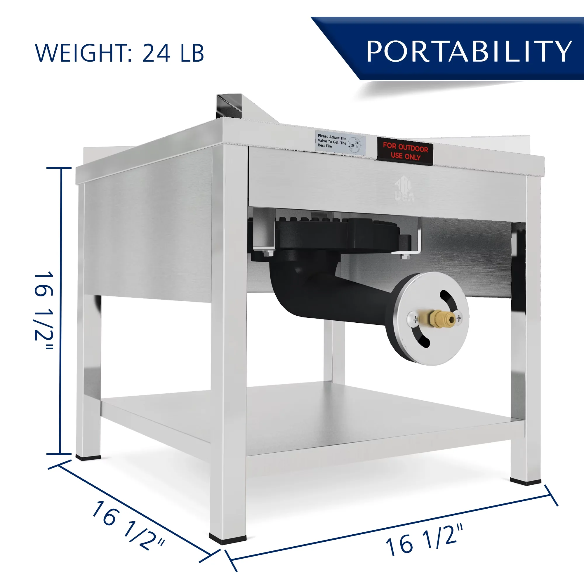 Quality Outdoor Fryer with 200000 BTU, 25" Heavy Duty Wok, Great - Stainless Steel Model 15E577