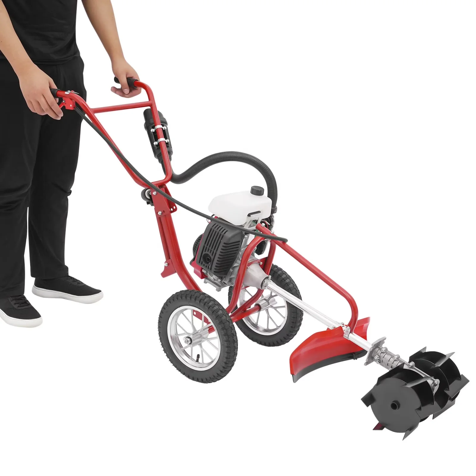Trillers Cultivator Durable with Electric Tiller, 4HP 4-Stroke Hand Push Tiller - Model 61BA6E