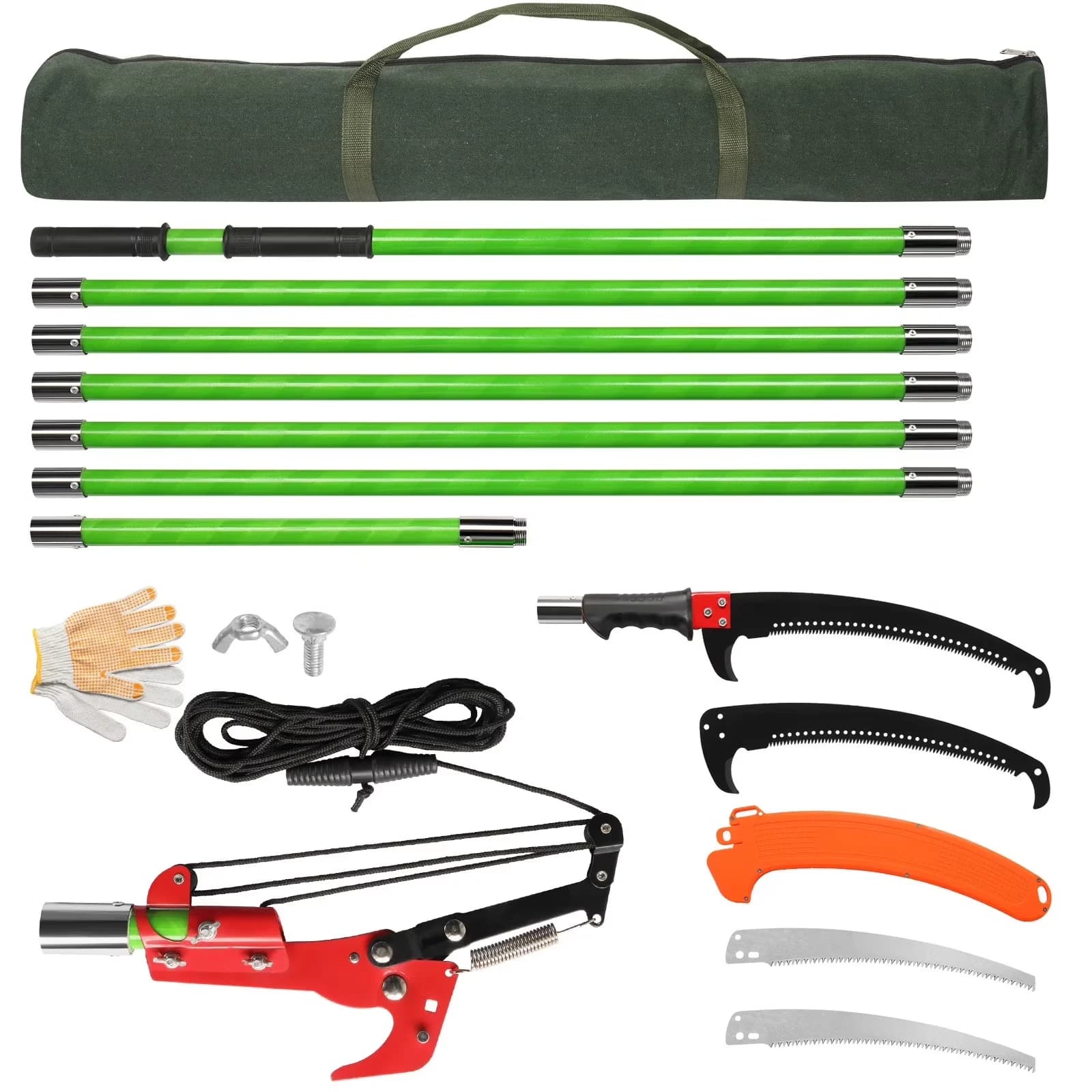 Classic Pole Saw with Telescoping, Steel Blade & Scissors, 24ft - Green Model F993DF