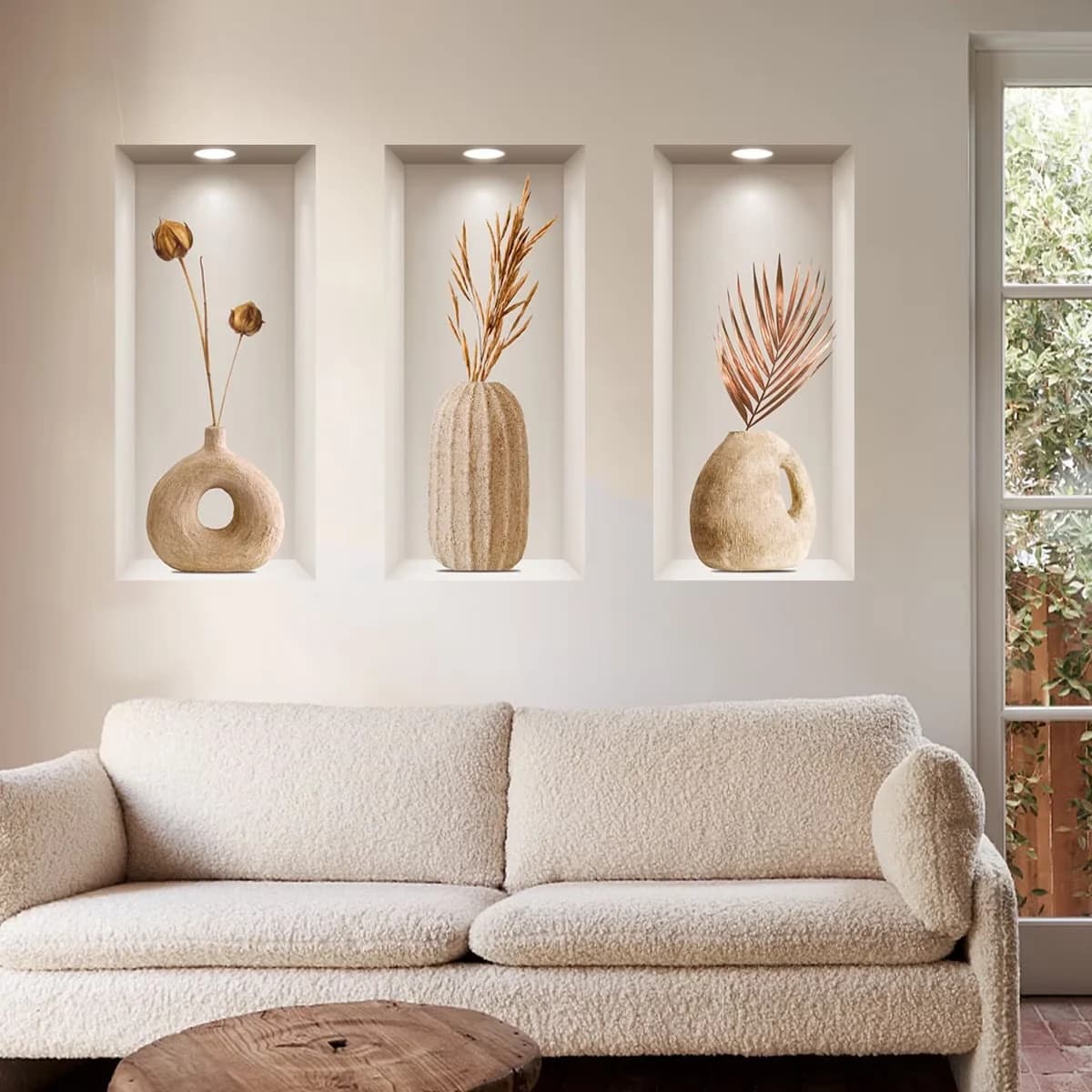 Modern Wallpaper with Removable - Beige Vinyl for Dining Room, Living Room Model B30558