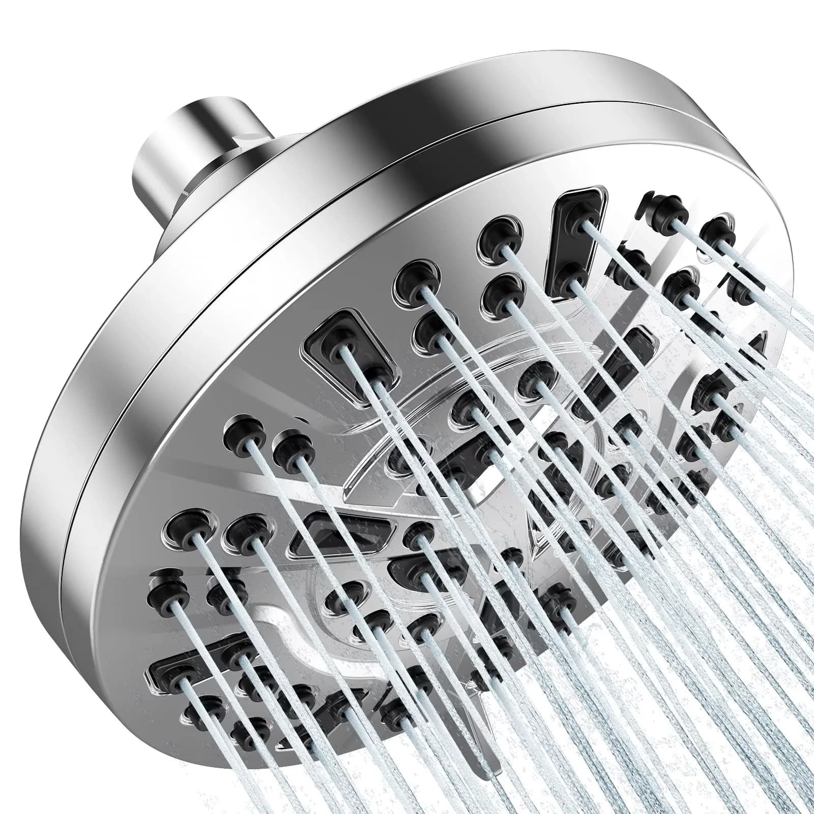 Shower Head Compact with Adjustable Angle, Rain Fixed Showerhead, Chrome Finish - Silver Acrylonitrile Butadiene Styrene Model 70176F