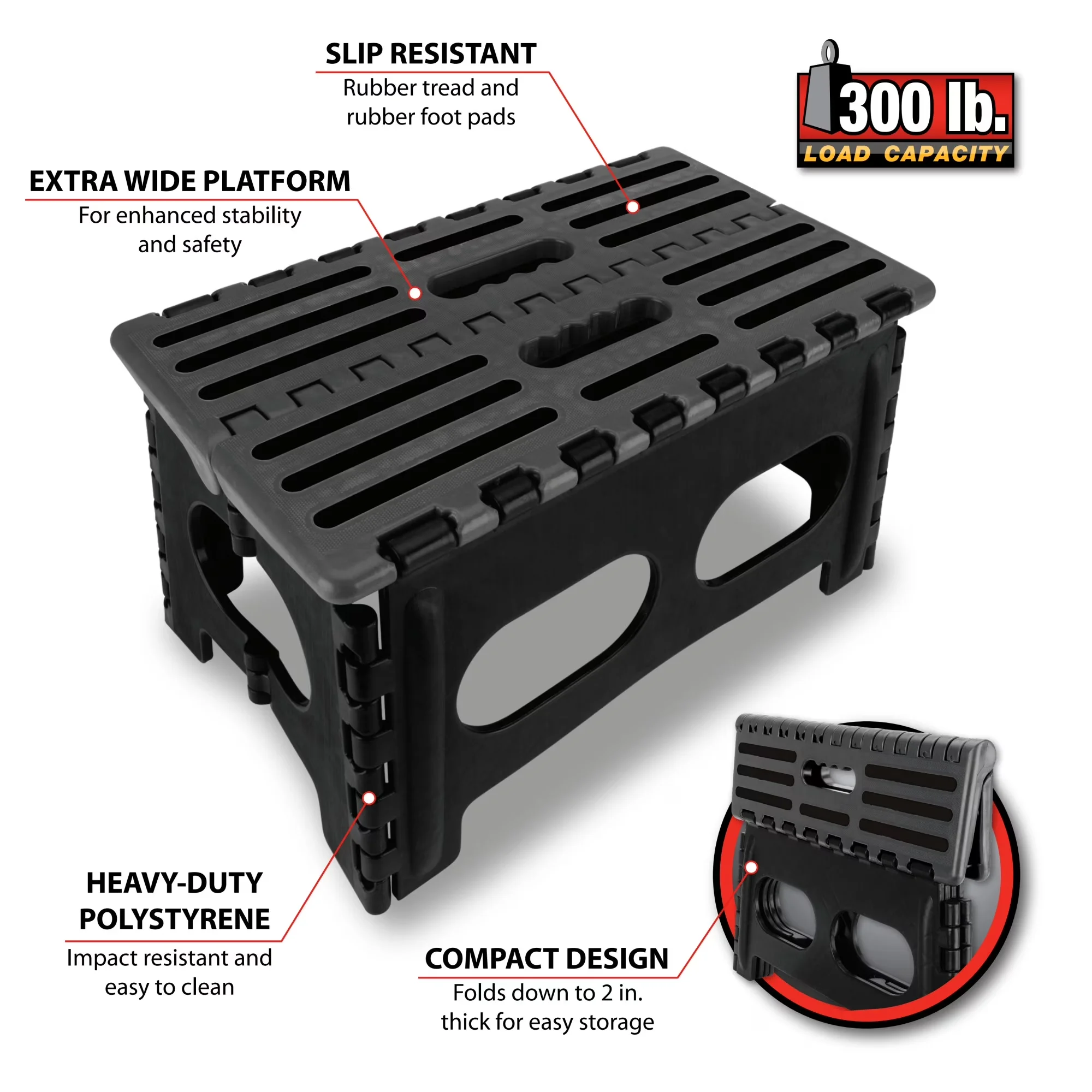 Ladders And Step Stool Efficient with Foldable, Heavy Duty Folding - Polystyrene Black Model B7FB10