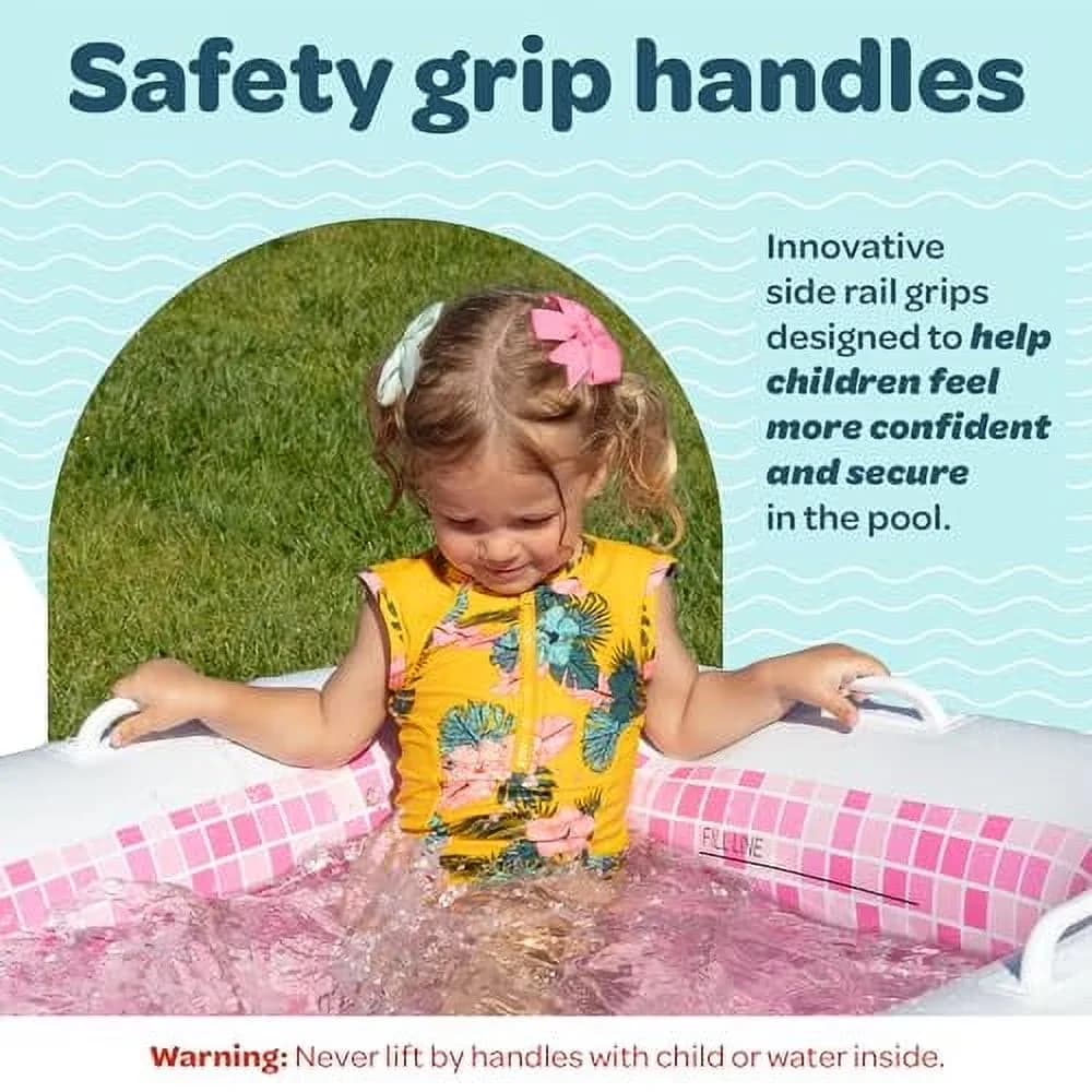 Premium Inflatable Pool with 65" x 39" x 10", Kiddie - Pink - Modern Design Model 418540