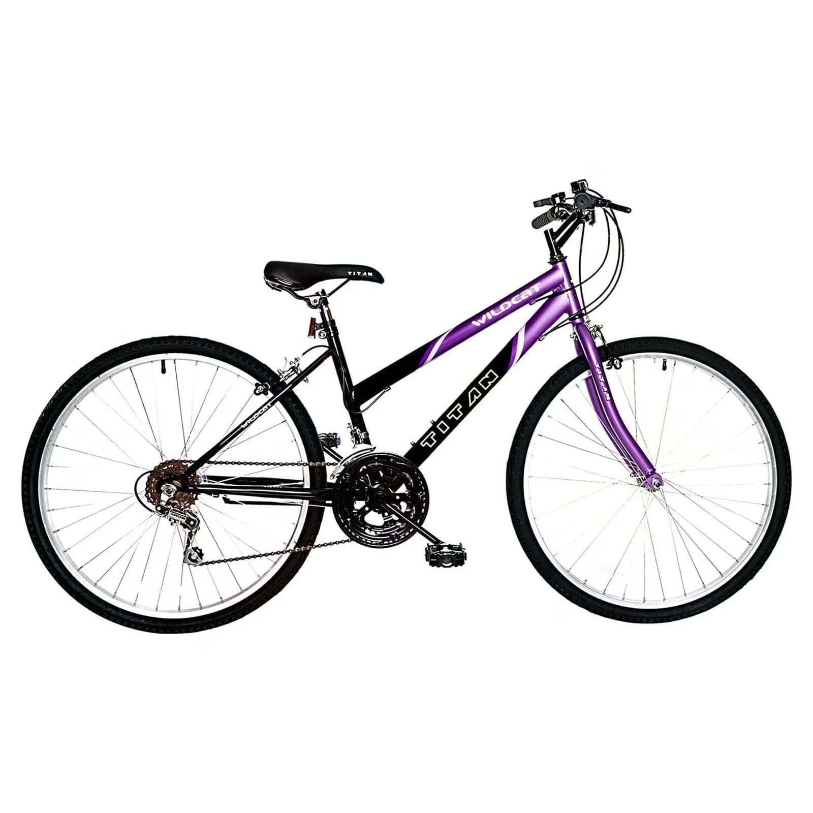 Stylish Mountain Bike with Adjustable Seat, Purple and Black, Wildcat 18-Speed Women's - Purple Model CC844D
