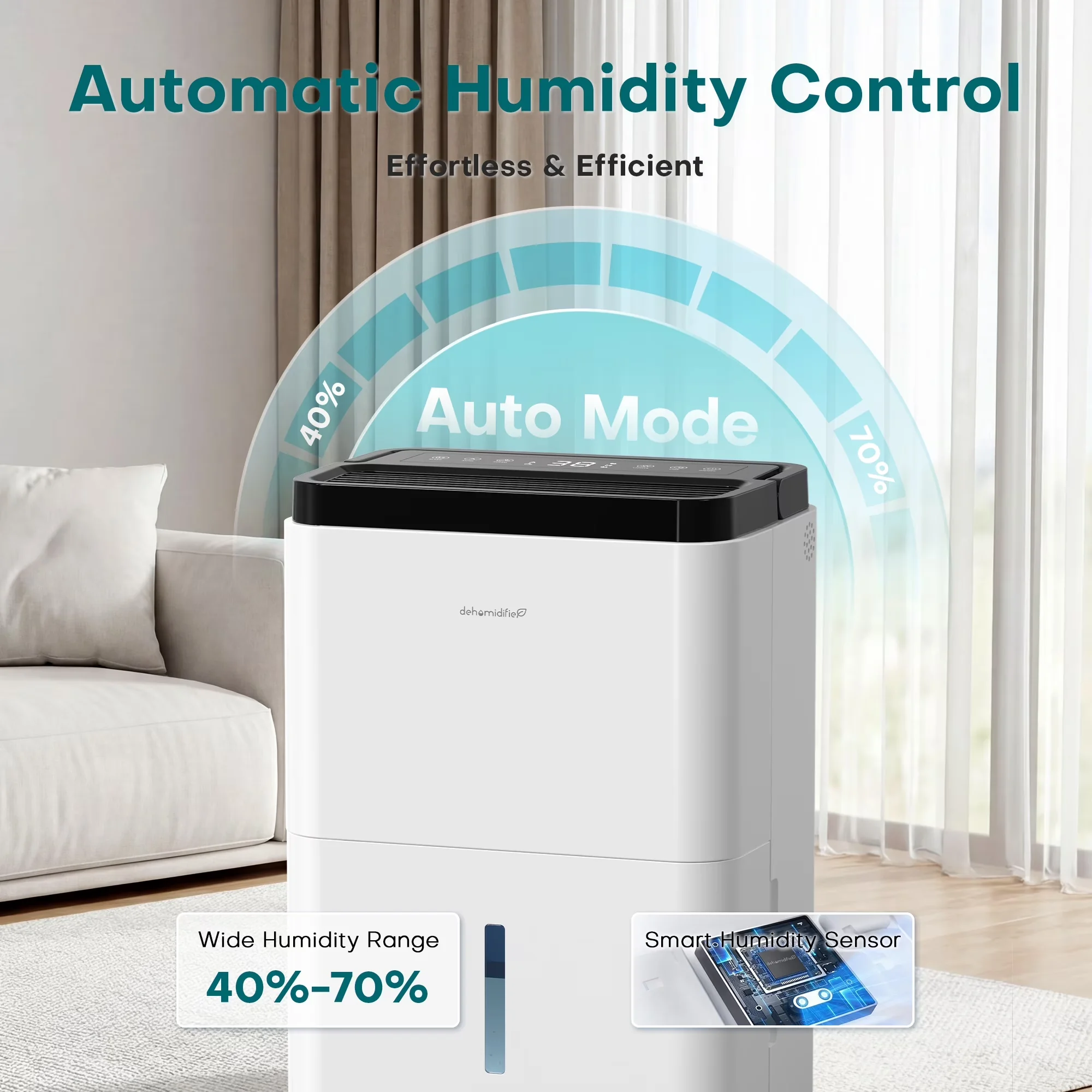 Modern Dehumidifier with USER-CONVENIENCE FOCUSED, WHY THIS DEHUMIDIFIER?, 10 Pint(DOE) - White for Home Model 9816B6